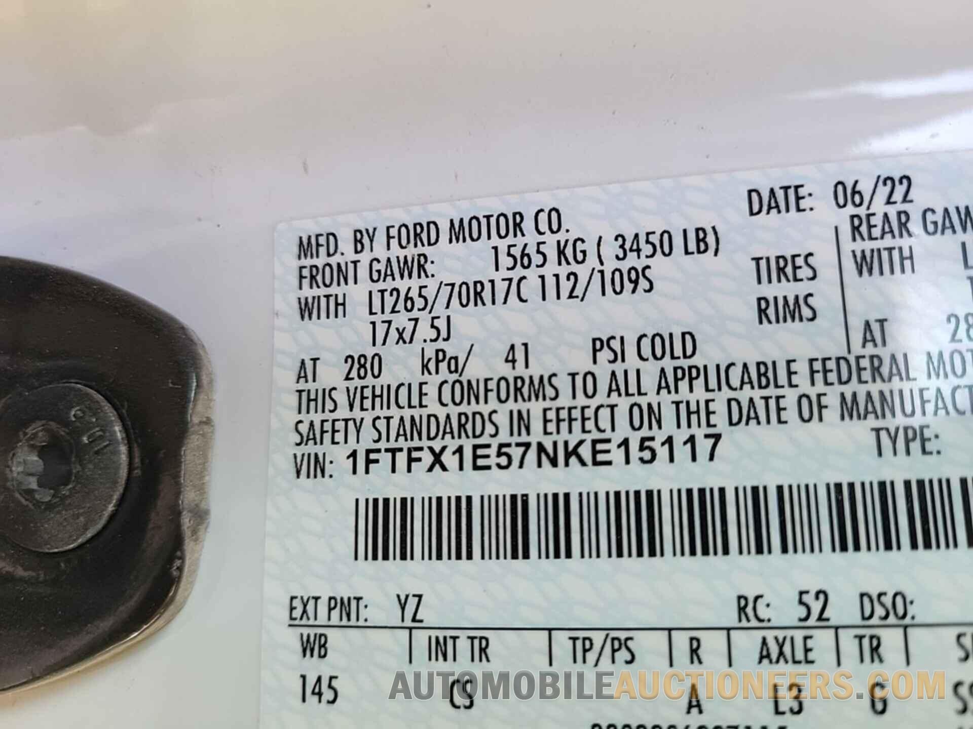 1FTFX1E57NKE15117 FORD F150 2022