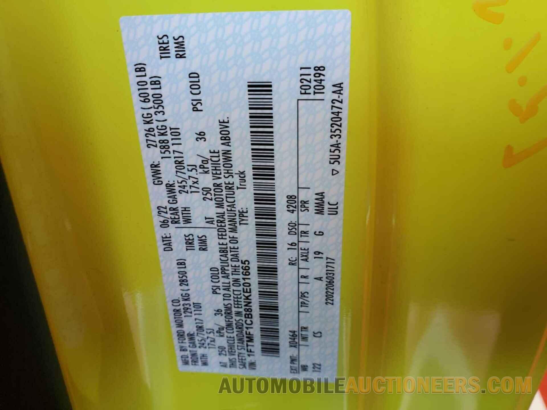 1FTMF1CB8NKE01665 FORD F150 2022