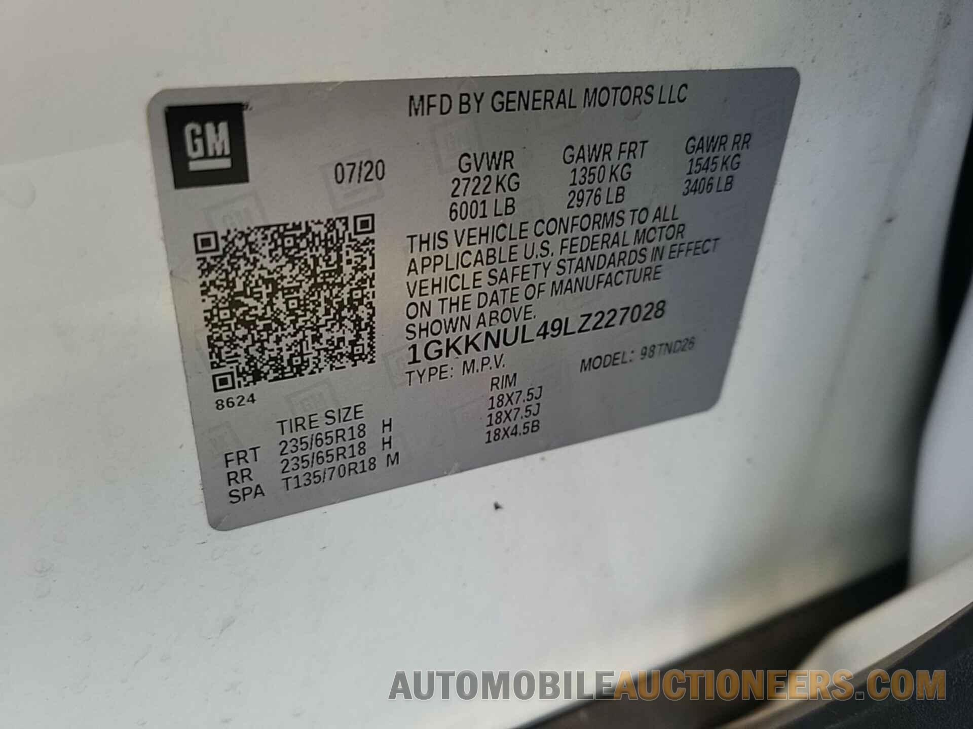 1GKKNUL49LZ227028 GMC ACADIA 2020