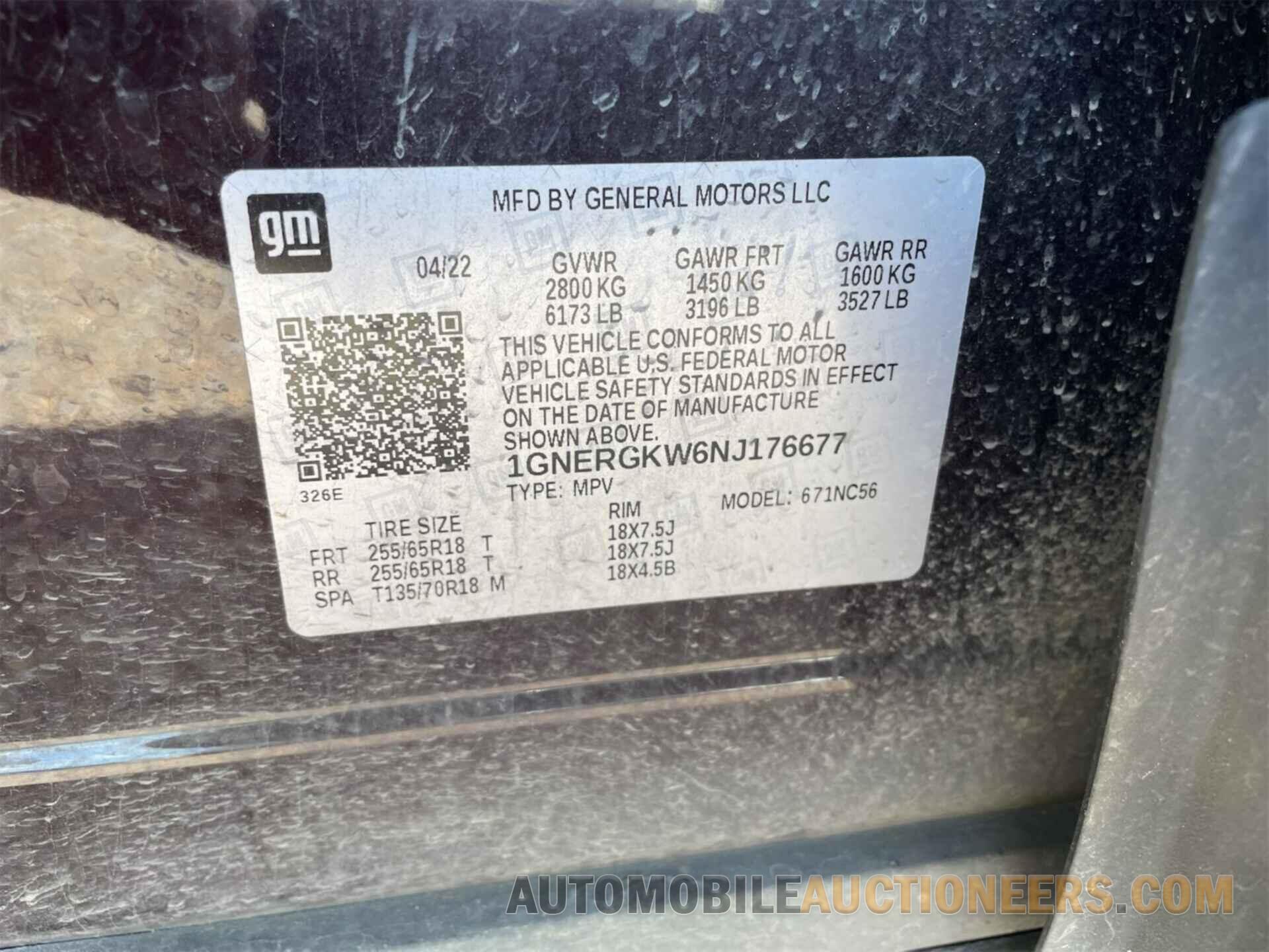 1GNERGKW6NJ176677 CHEVROLET TRAVERSE 2022