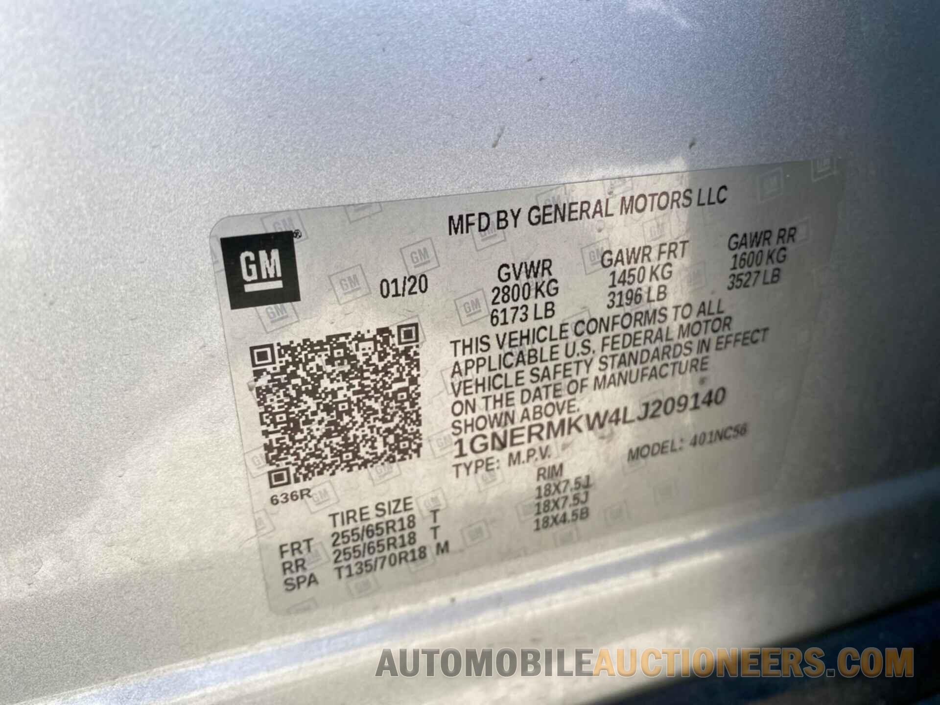 1GNERMKW4LJ209140 CHEVROLET TRAVERSE 2020