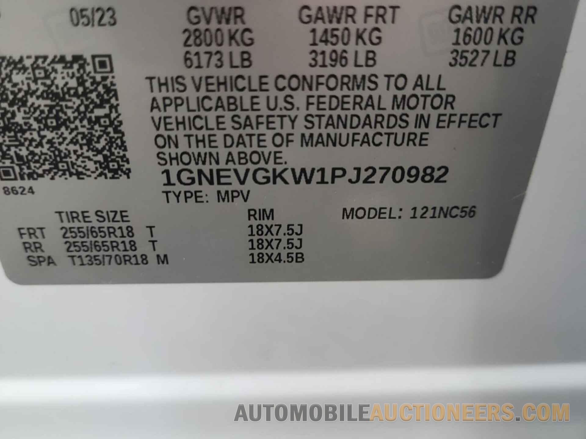 1GNEVGKW1PJ270982 CHEVROLET TRAVERSE 2023