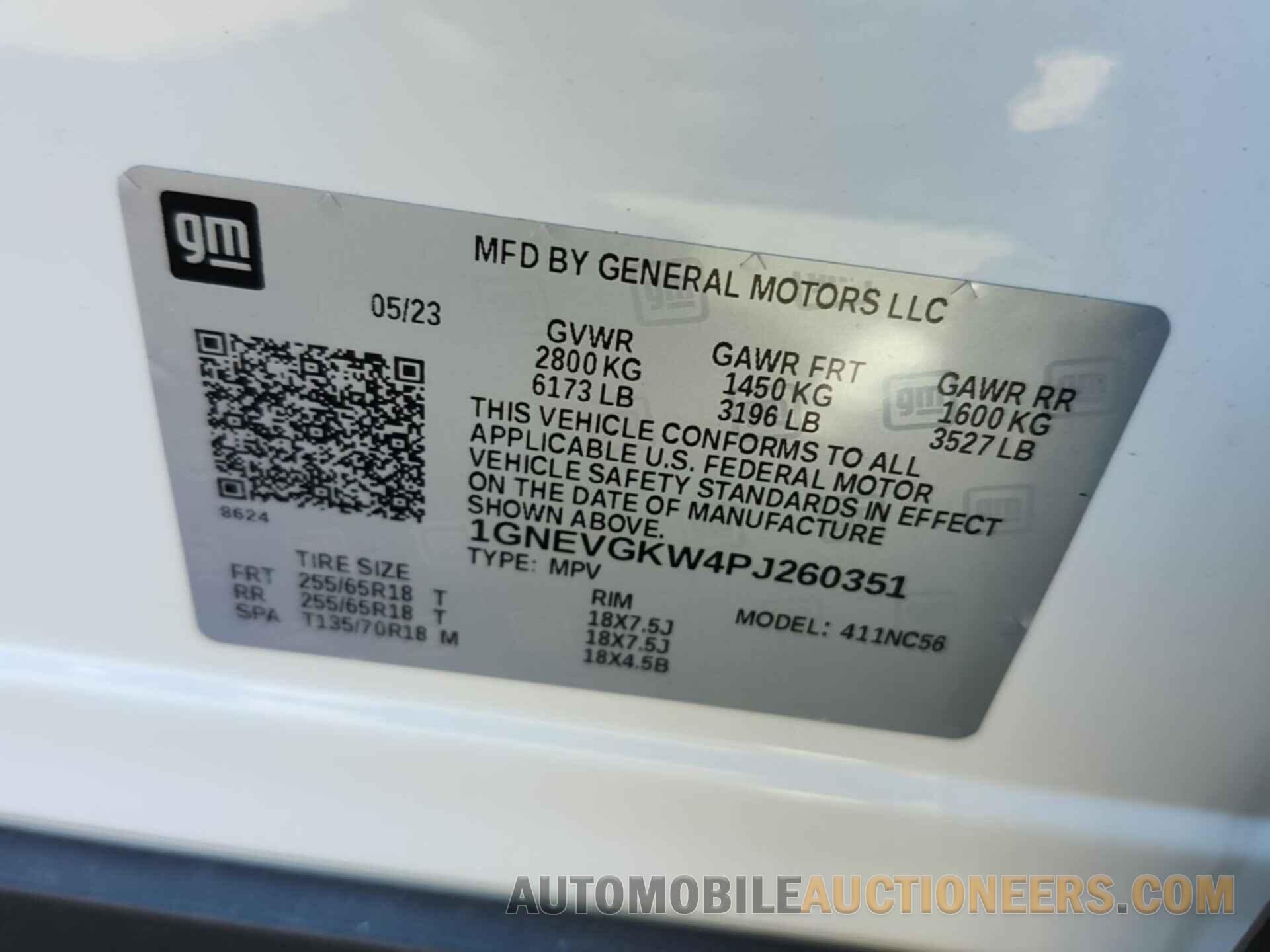 1GNEVGKW4PJ260351 CHEVROLET TRAVERSE 2023