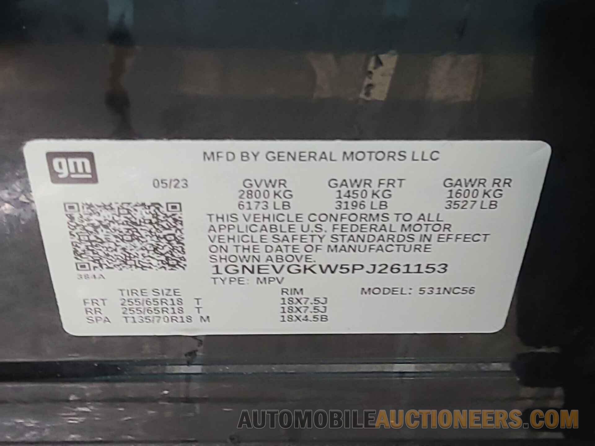 1GNEVGKW5PJ261153 CHEVROLET TRAVERSE 2023