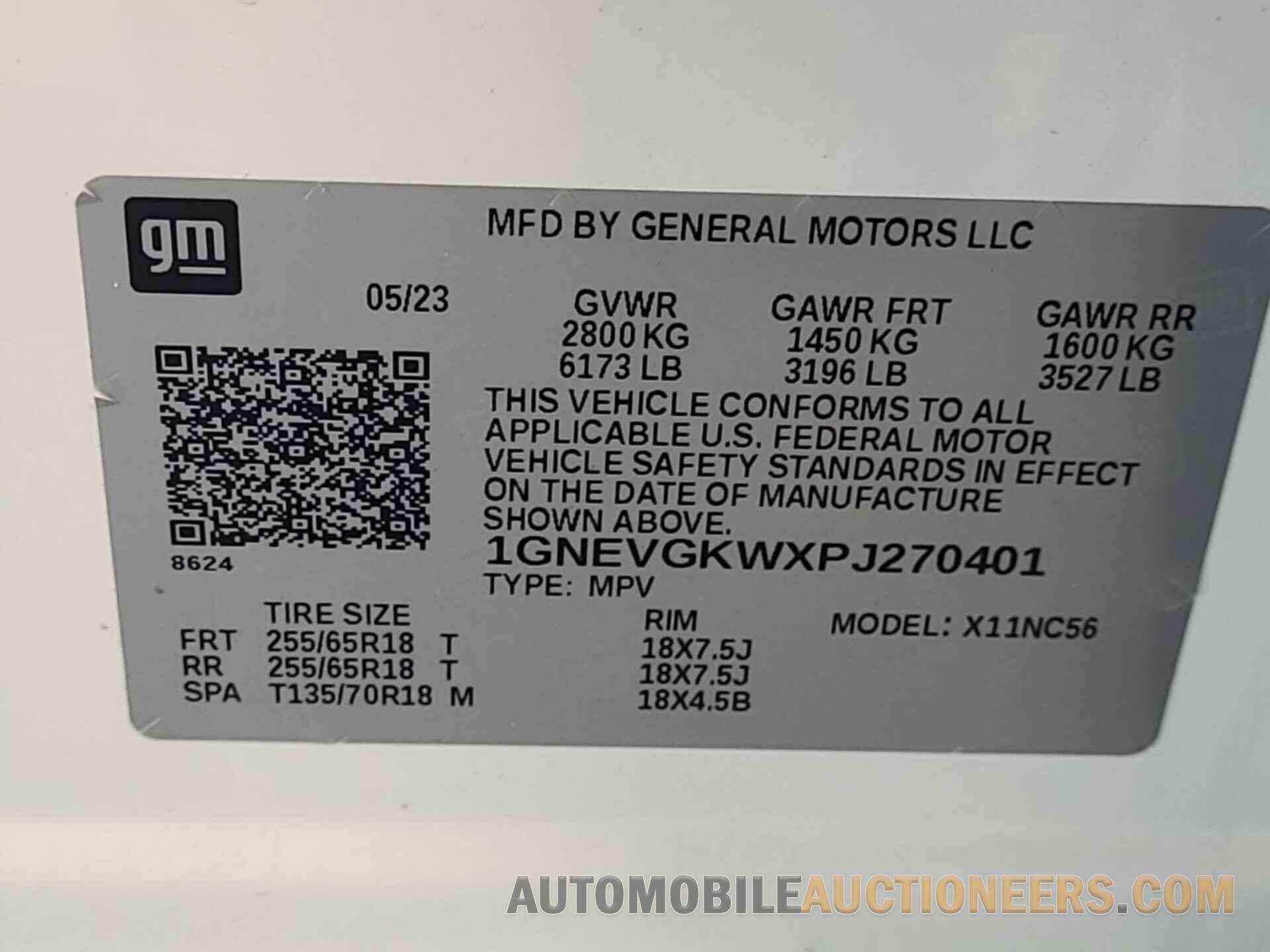 1GNEVGKWXPJ270401 CHEVROLET TRAVERSE 2023