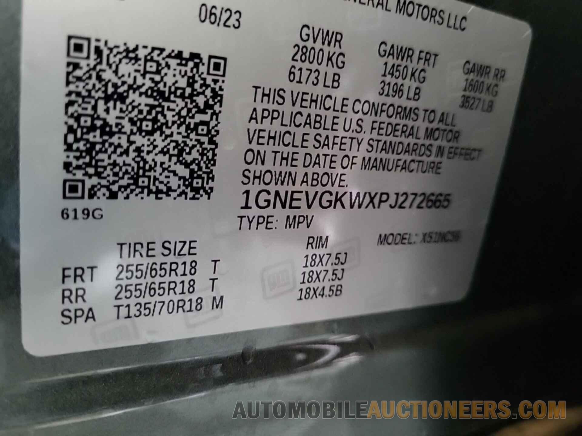 1GNEVGKWXPJ272665 CHEVROLET TRAVERSE 2023