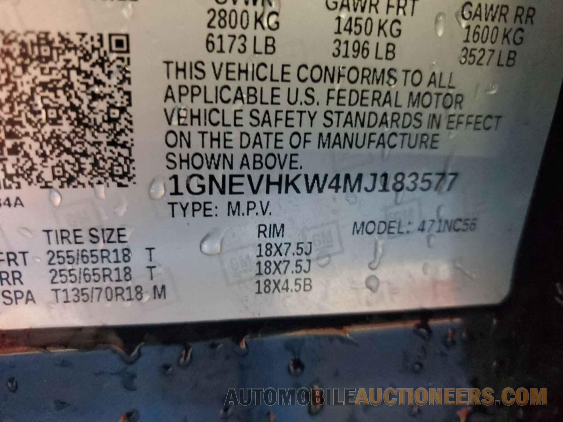 1GNEVHKW4MJ183577 CHEVROLET TRAVERSE 2021