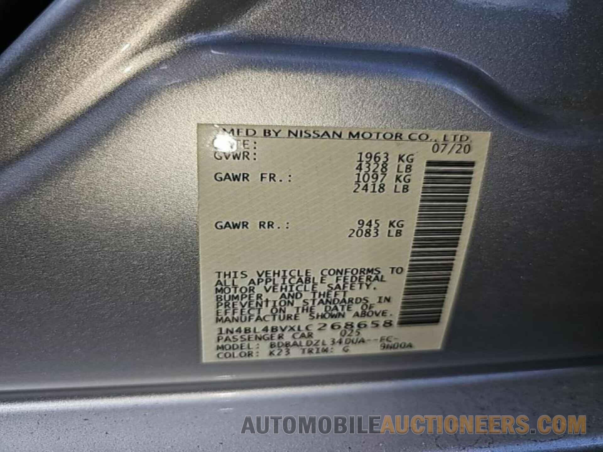 1N4BL4BVXLC268658 NISSAN ALTIMA 2020