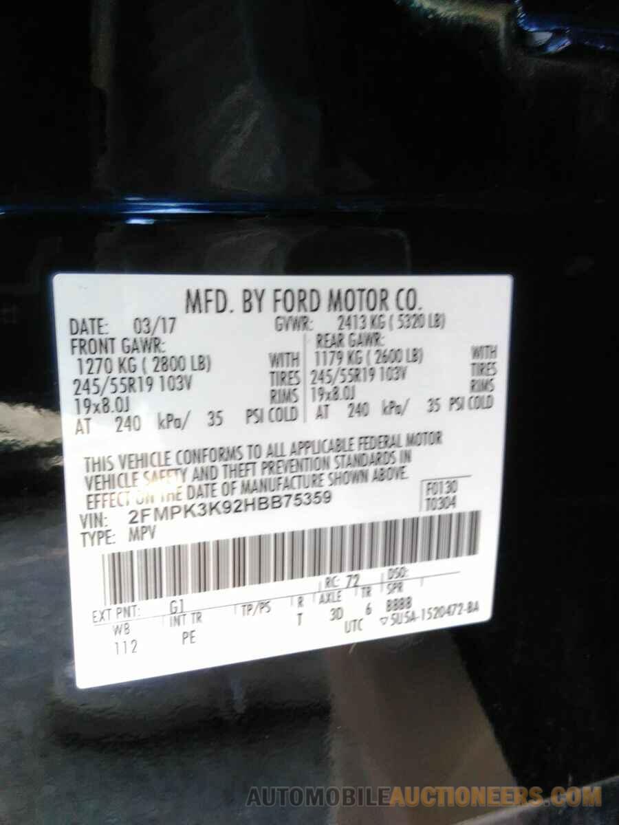 2FMPK3K92HBB75359 Ford Edge 2017