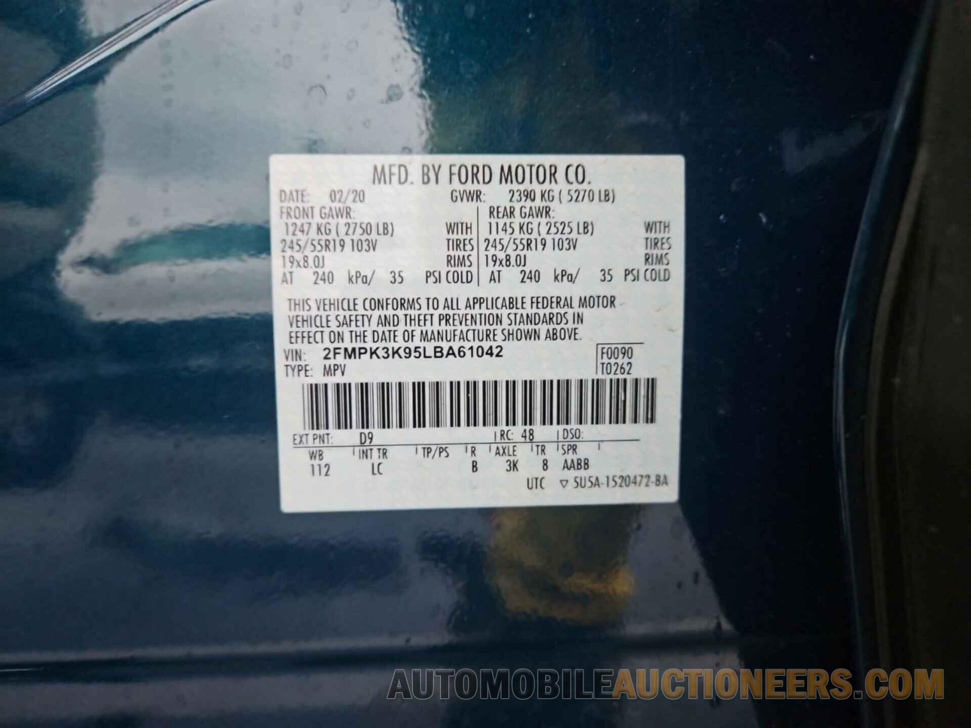 2FMPK3K95LBA61042 FORD EDGE 2020