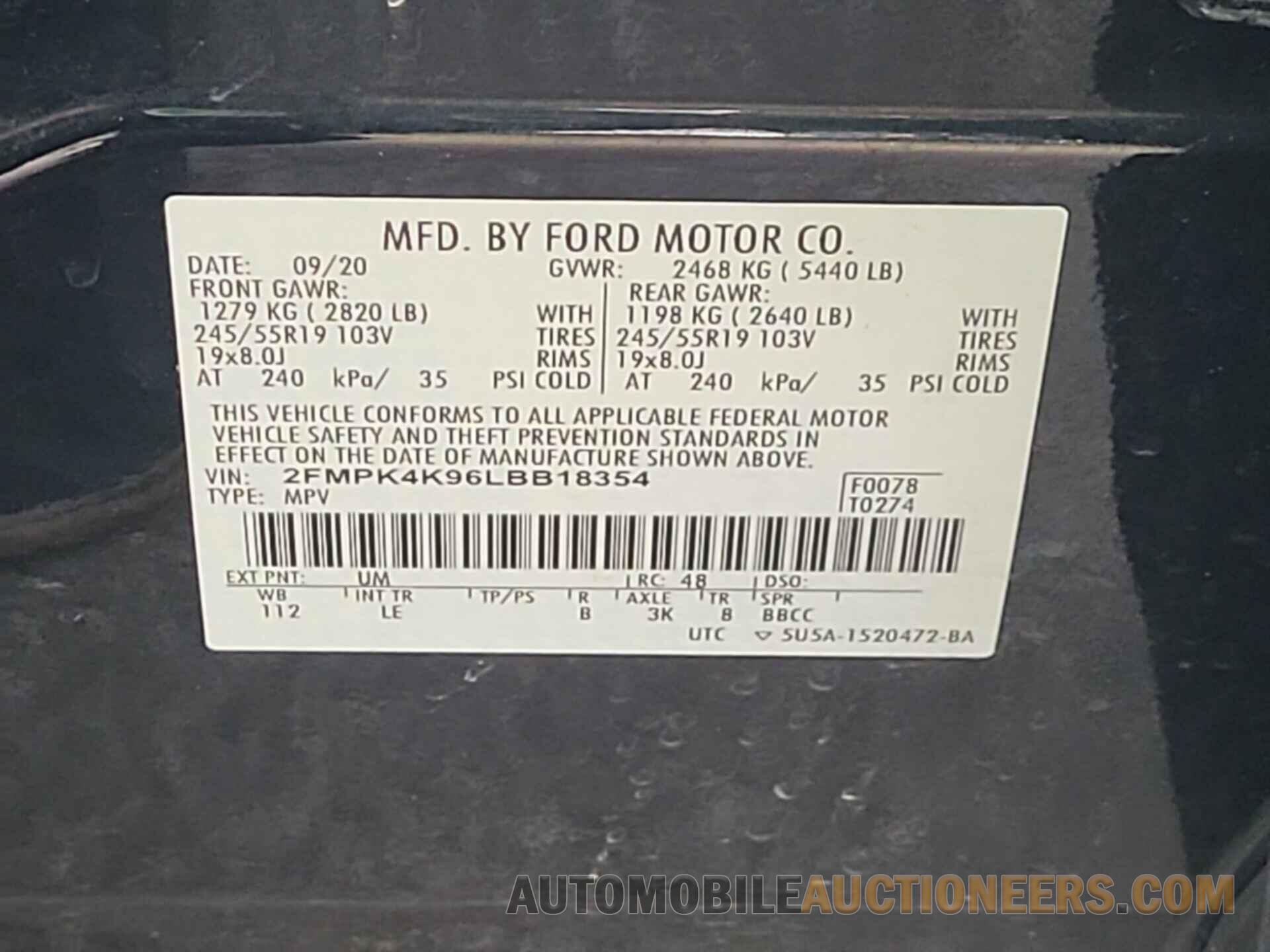 2FMPK4K96LBB18354 FORD EDGE 2020