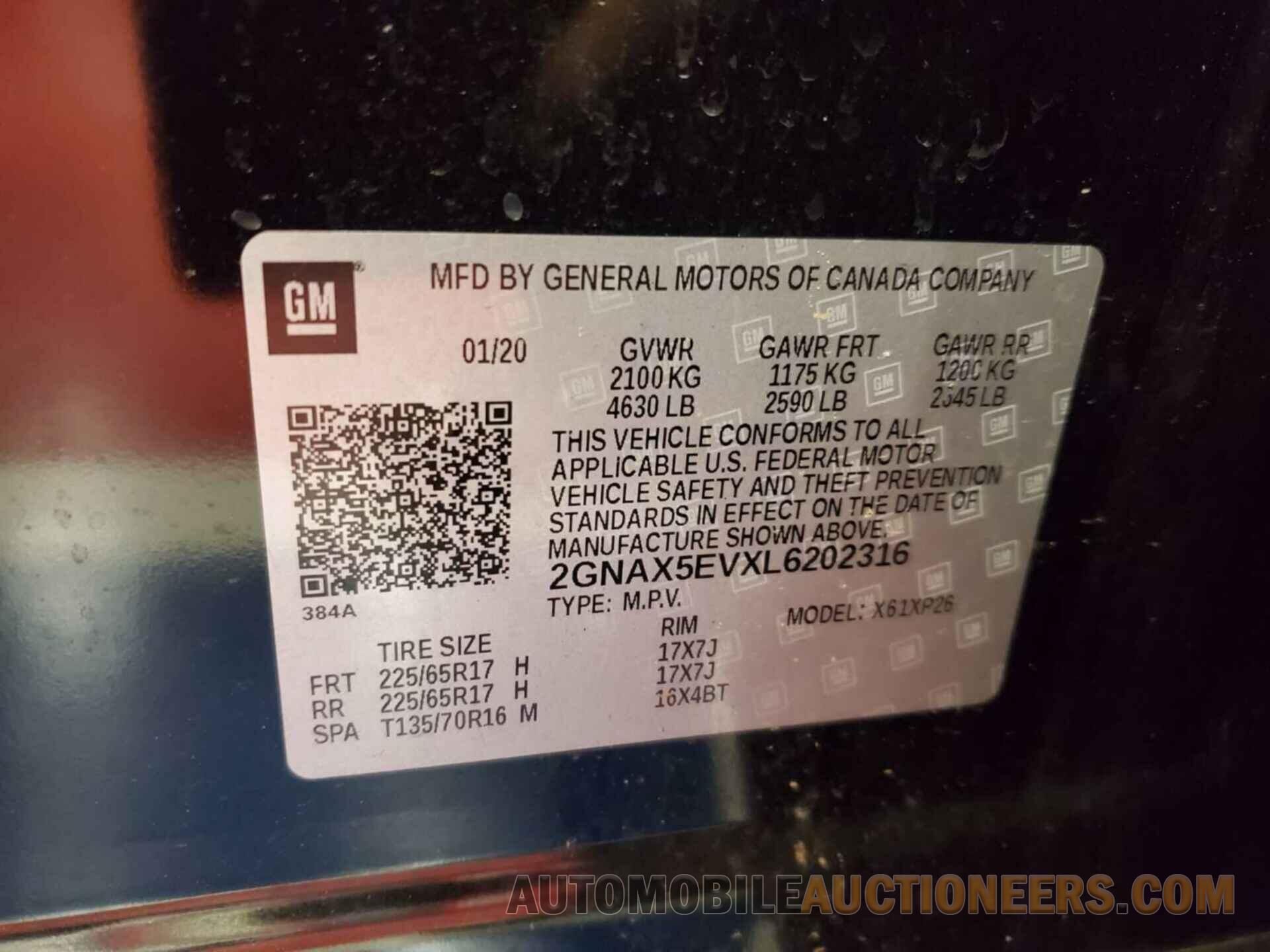 2GNAX5EVXL6202316 CHEVROLET EQUINOX 2020