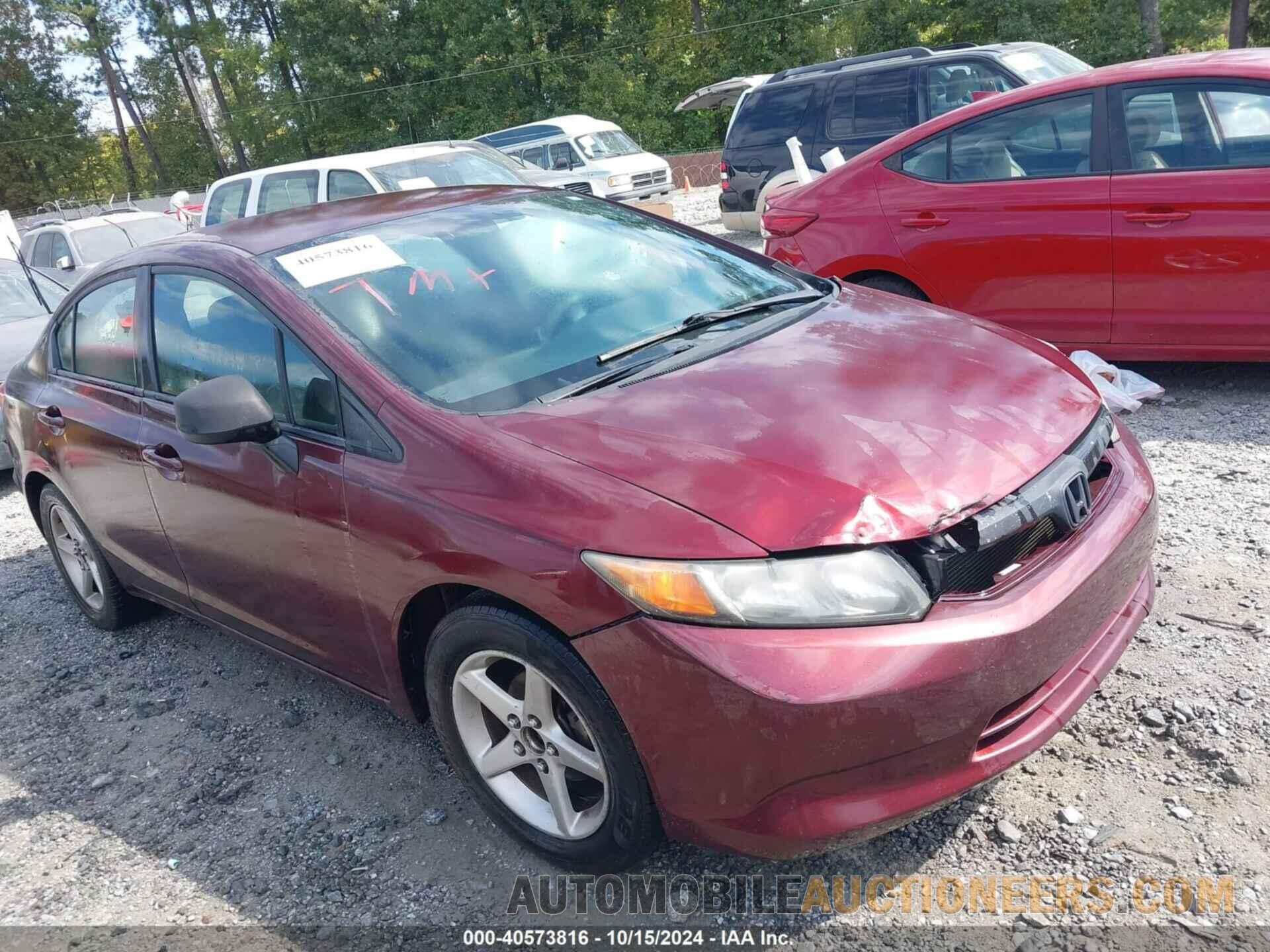 2HGFB2F5XCH544915 HONDA CIVIC 2012