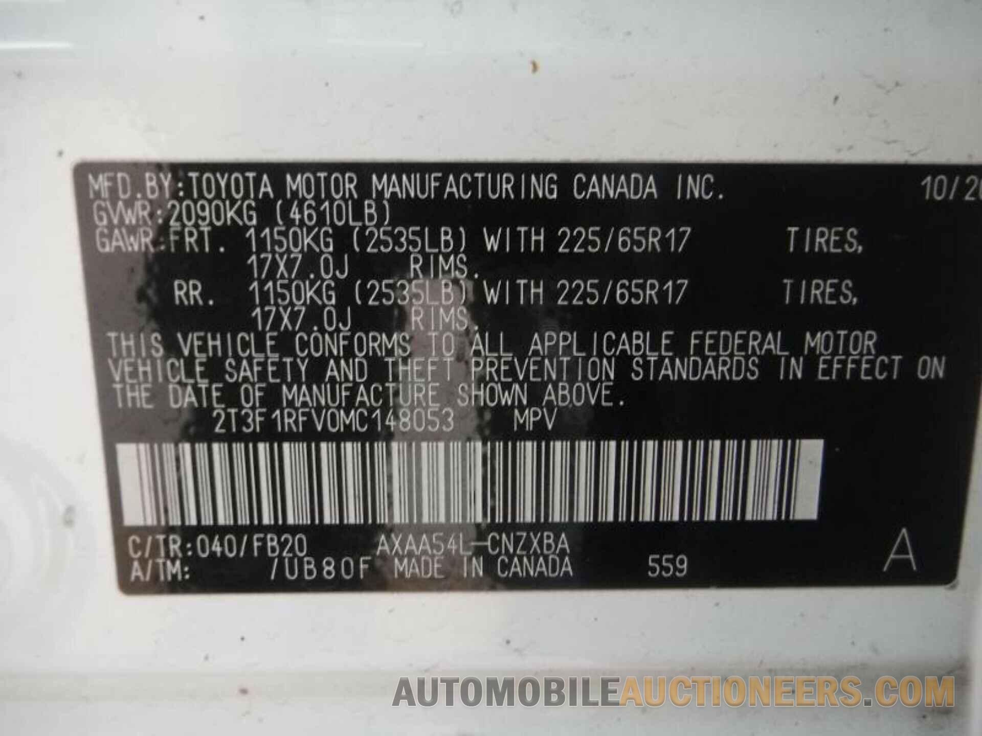 2T3F1RFV0MC148053 TOYOTA RAV4 2021