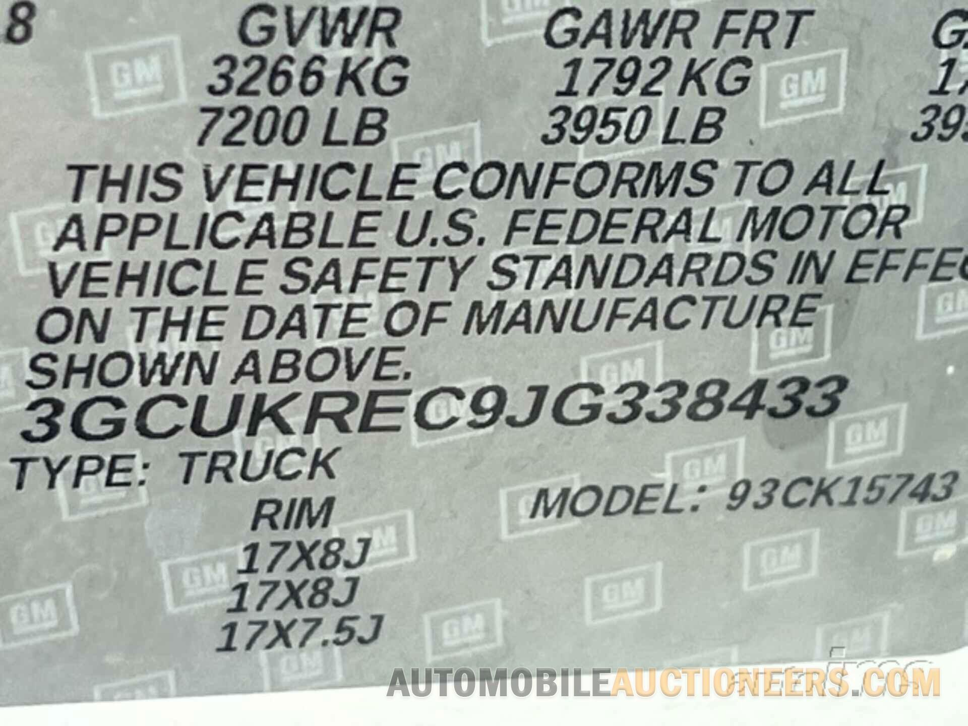 3GCUKREC9JG338433 CHEVROLET SILVERADO 1500 2018