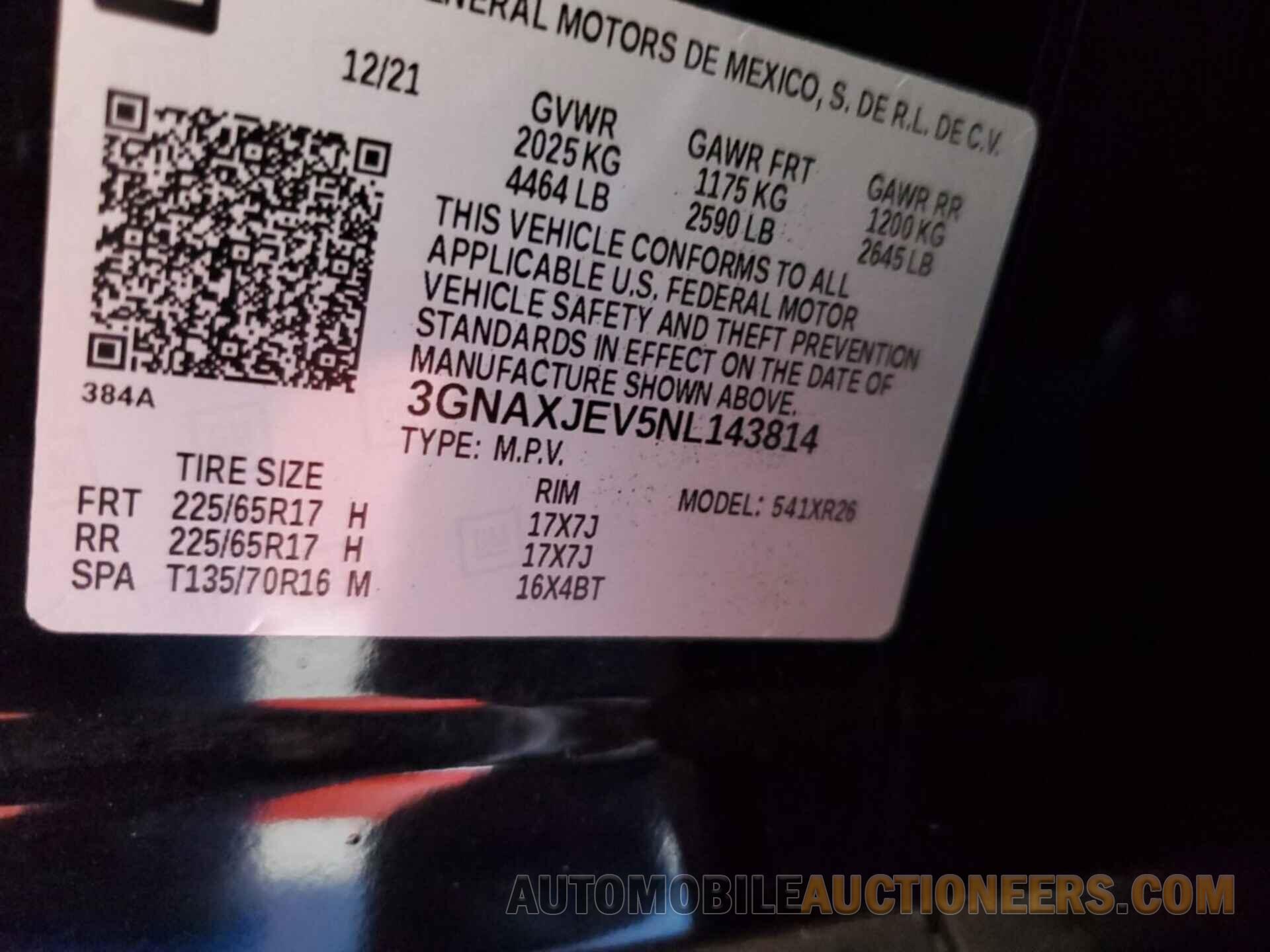 3GNAXJEV5NL143814 CHEVROLET EQUINOX 2022