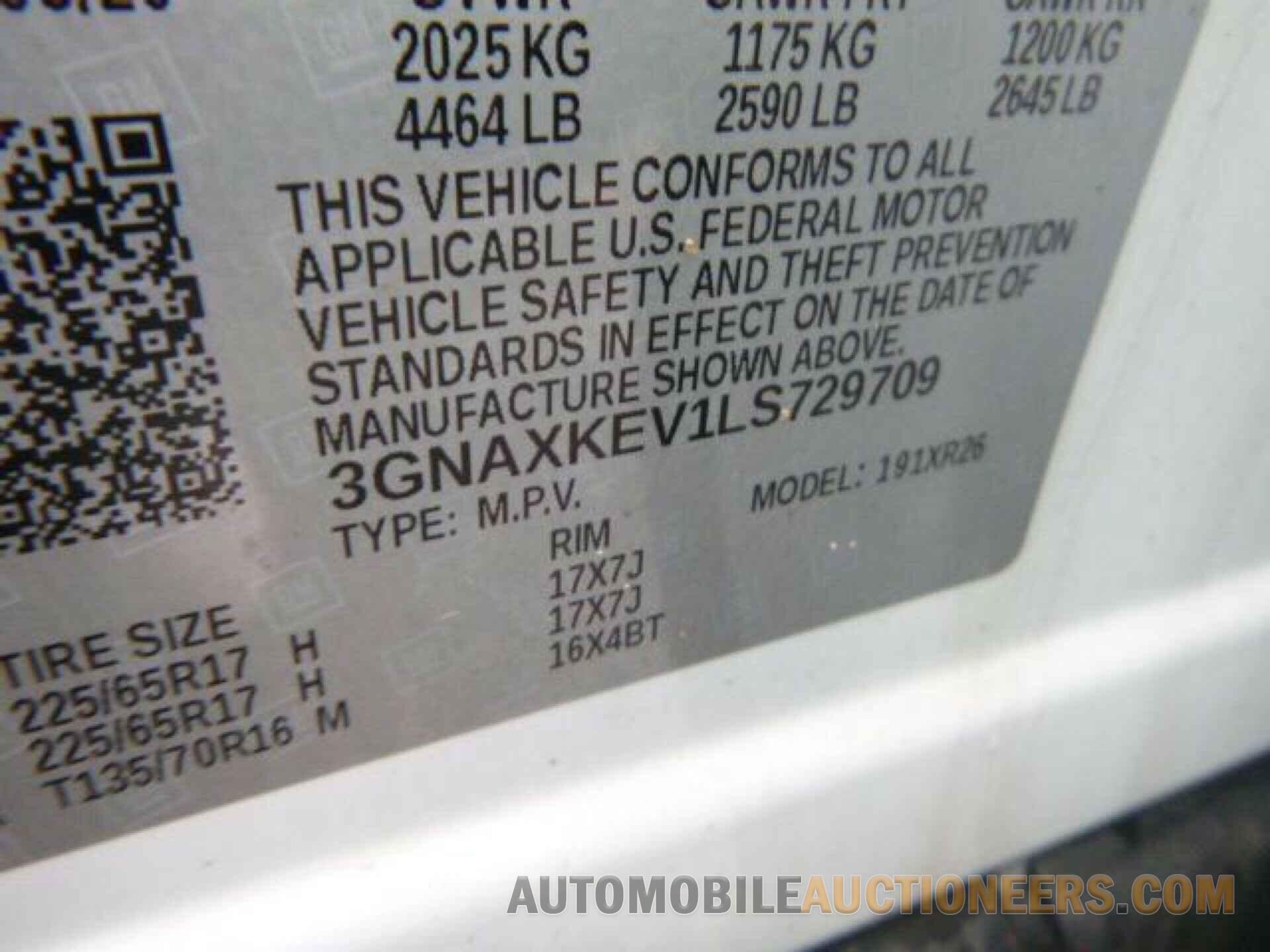 3GNAXKEV1LS729709 CHEVROLET EQUINOX 2020