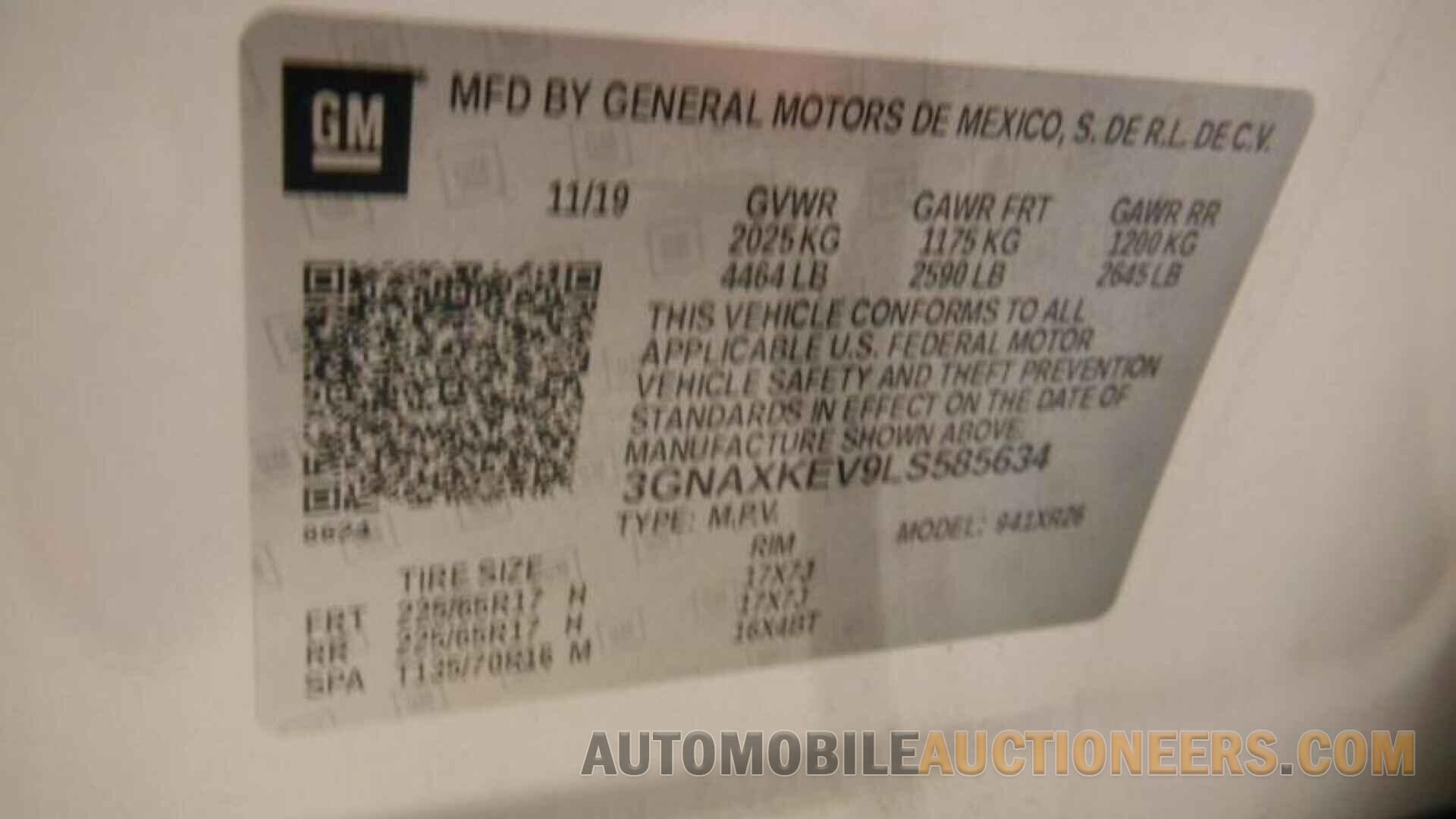 3GNAXKEV9LS585634 CHEVROLET EQUINOX 2020