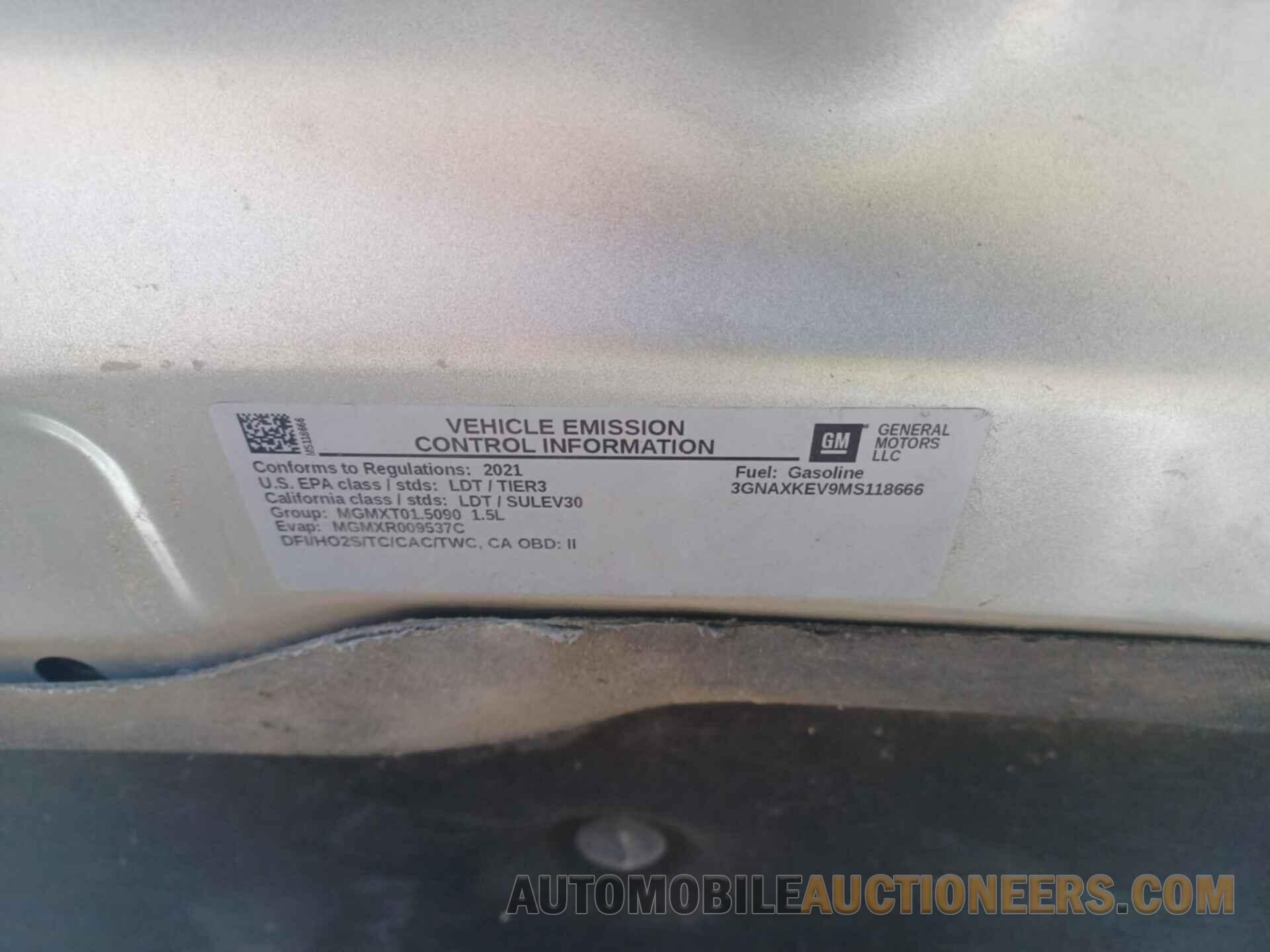 3GNAXKEV9MS118666 CHEVROLET EQUINOX 2021