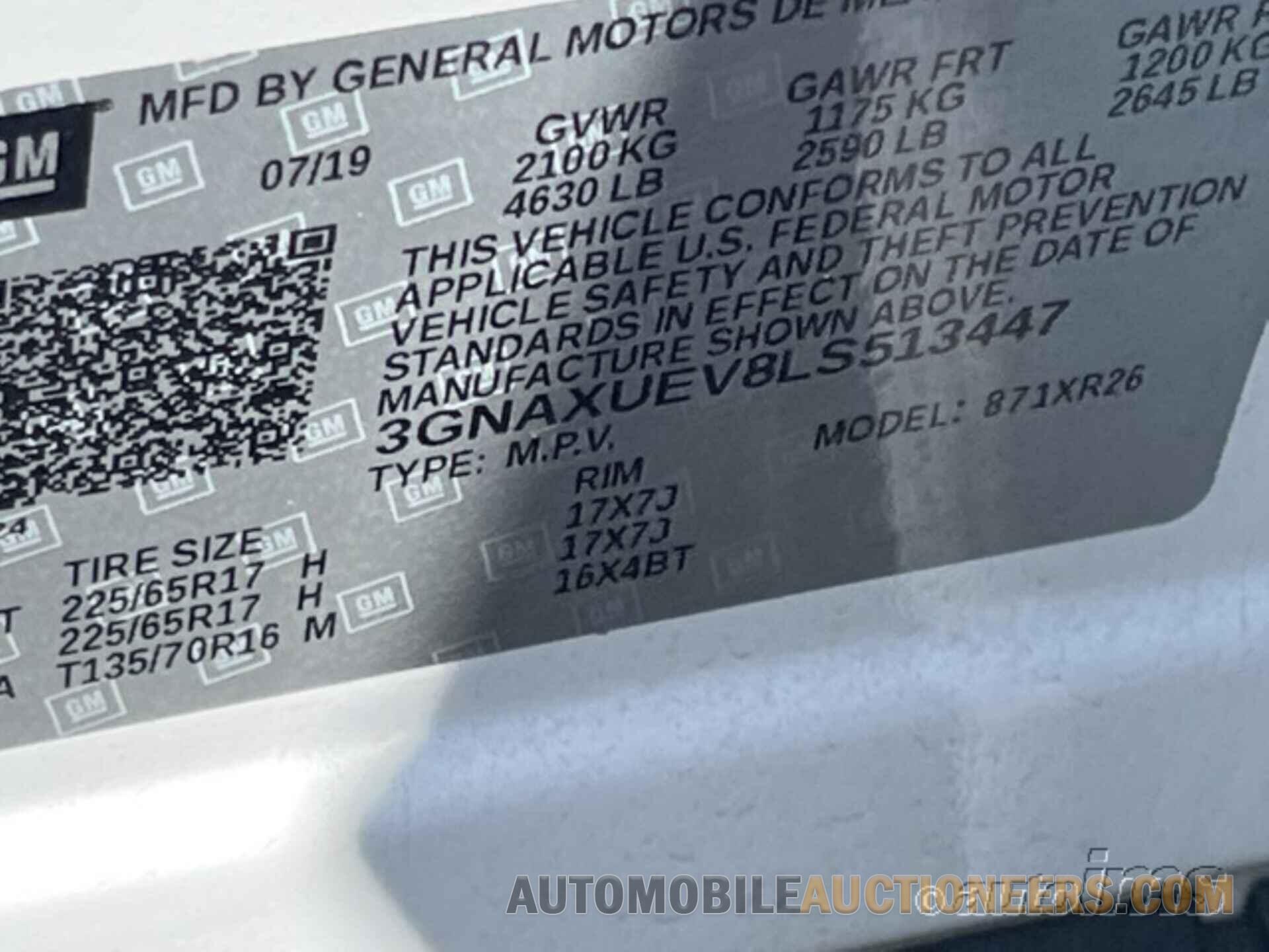 3GNAXUEV8LS513447 CHEVROLET EQUINOX 2020