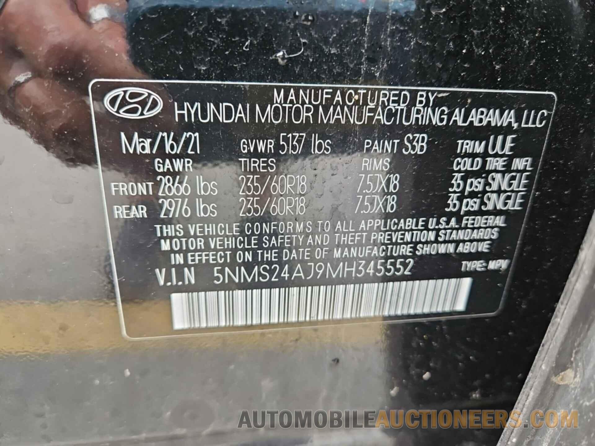 5NMS24AJ9MH345552 HYUNDAI SANTA FE 2021