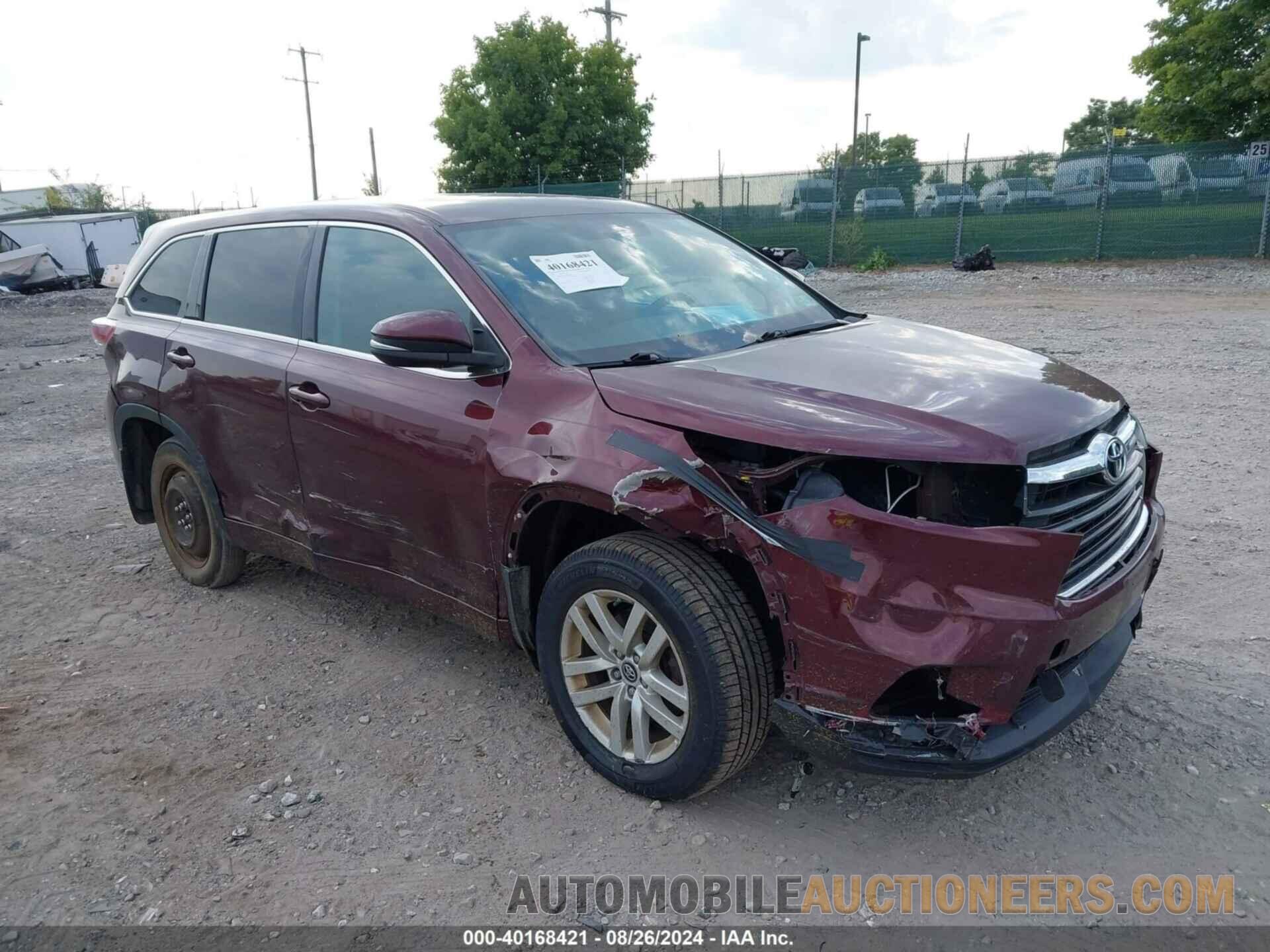 5TDBKRFH6GS329362 TOYOTA HIGHLANDER 2016