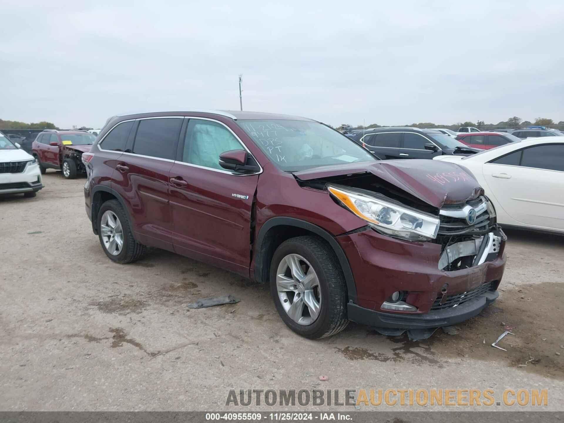 5TDDCRFH5ES004477 TOYOTA HIGHLANDER HYBRID 2014