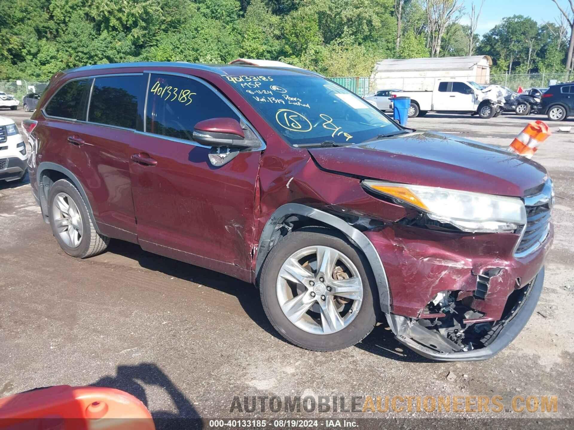 5TDDKRFH7FS121319 TOYOTA HIGHLANDER 2015