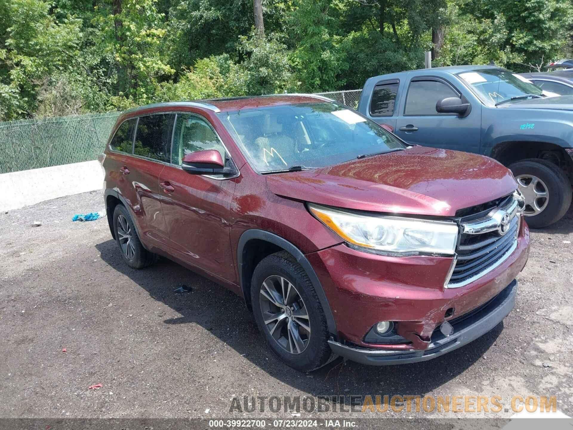 5TDJKRFH3GS254017 TOYOTA HIGHLANDER 2016