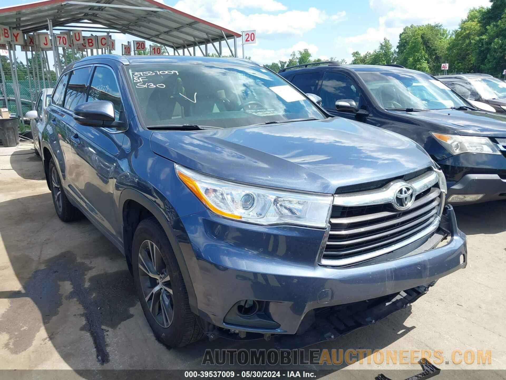 5TDJKRFH4GS284286 TOYOTA HIGHLANDER 2016