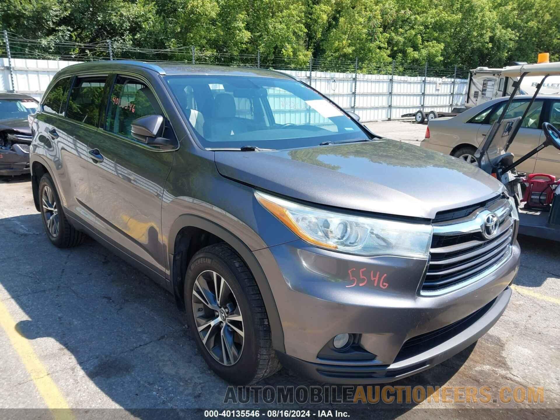 5TDJKRFH4GS506843 TOYOTA HIGHLANDER 2016