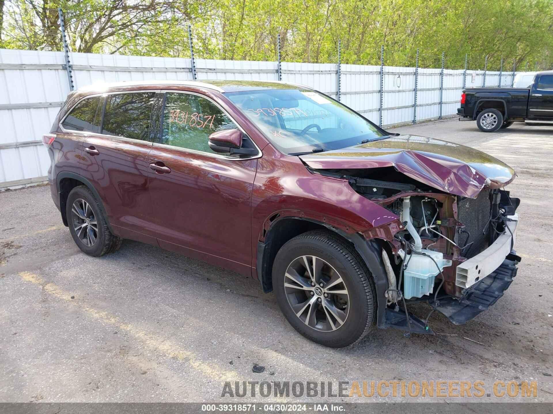 5TDJKRFH5GS282675 TOYOTA HIGHLANDER 2016