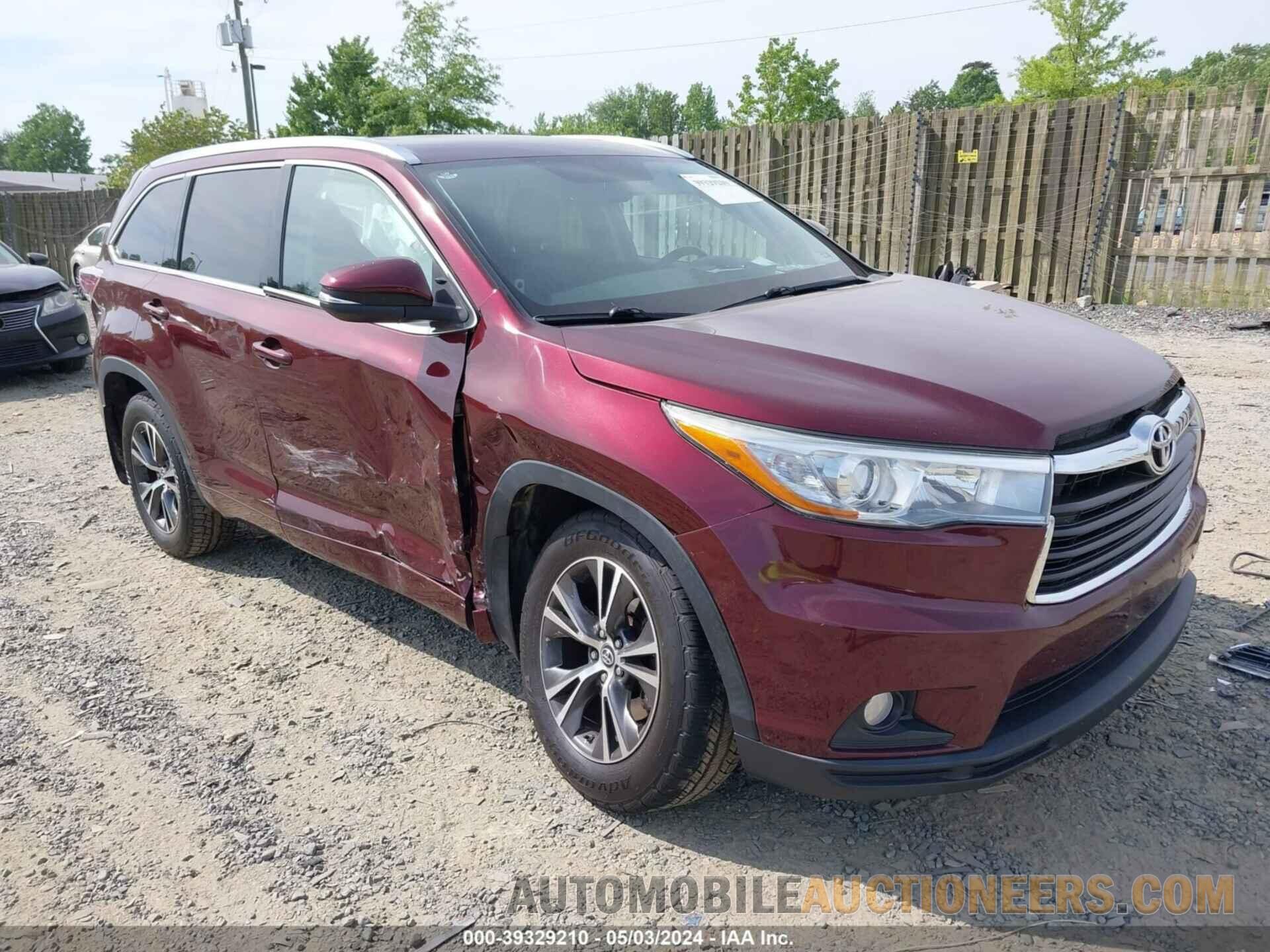 5TDJKRFH5GS355429 TOYOTA HIGHLANDER 2016