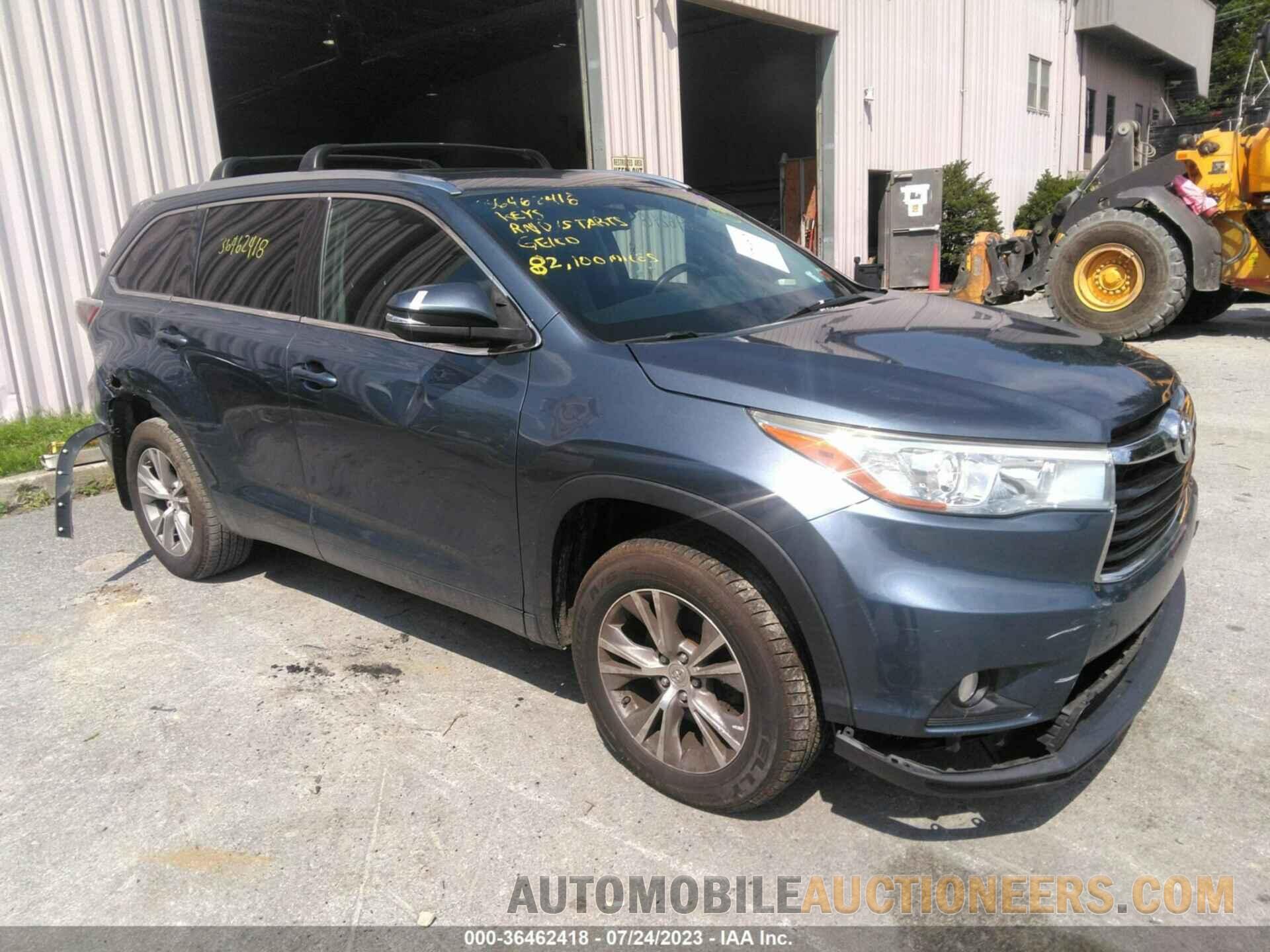 5TDJKRFH7FS208494 TOYOTA HIGHLANDER 2015