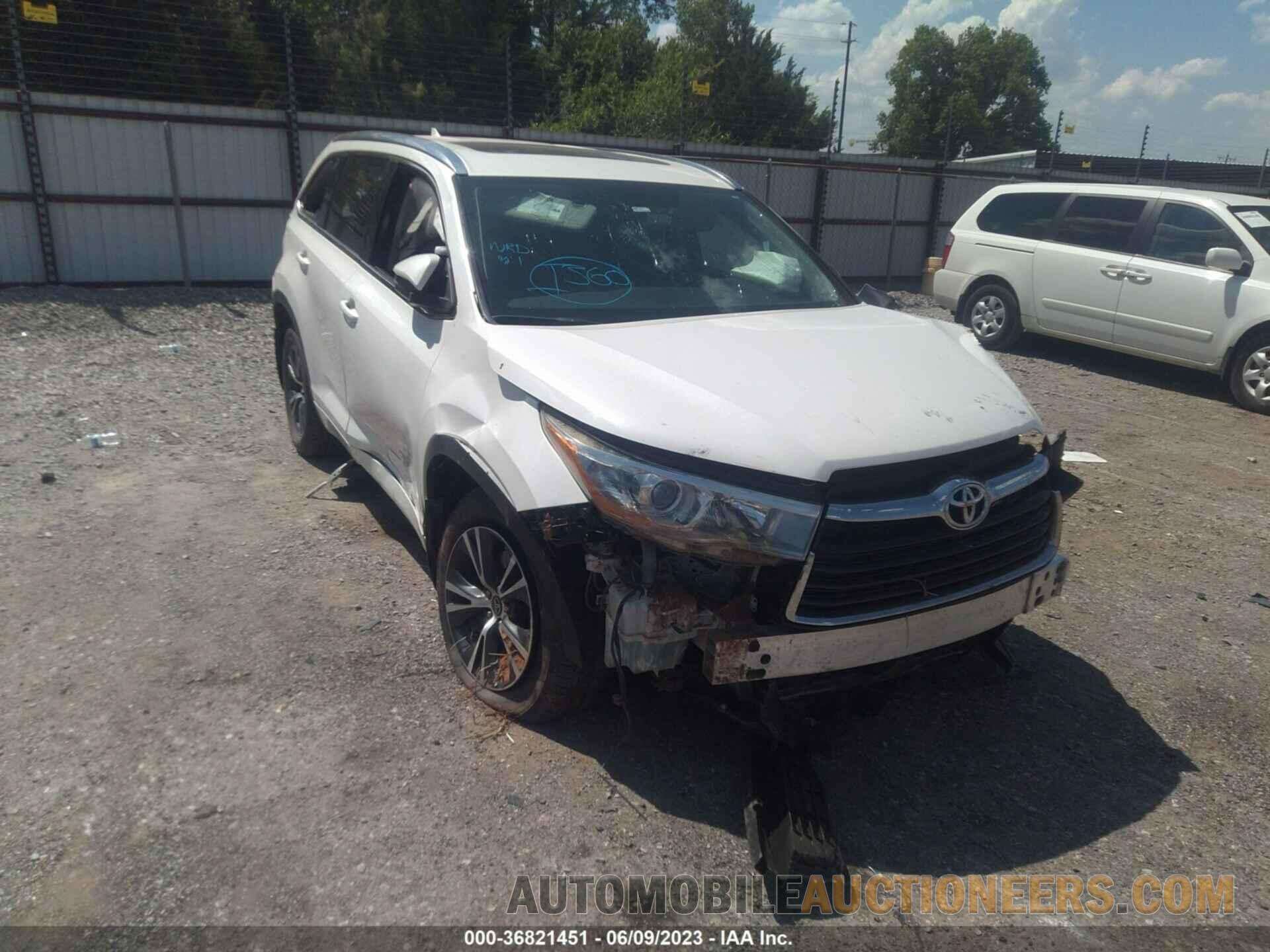 5TDJKRFHXGS287886 TOYOTA HIGHLANDER 2016