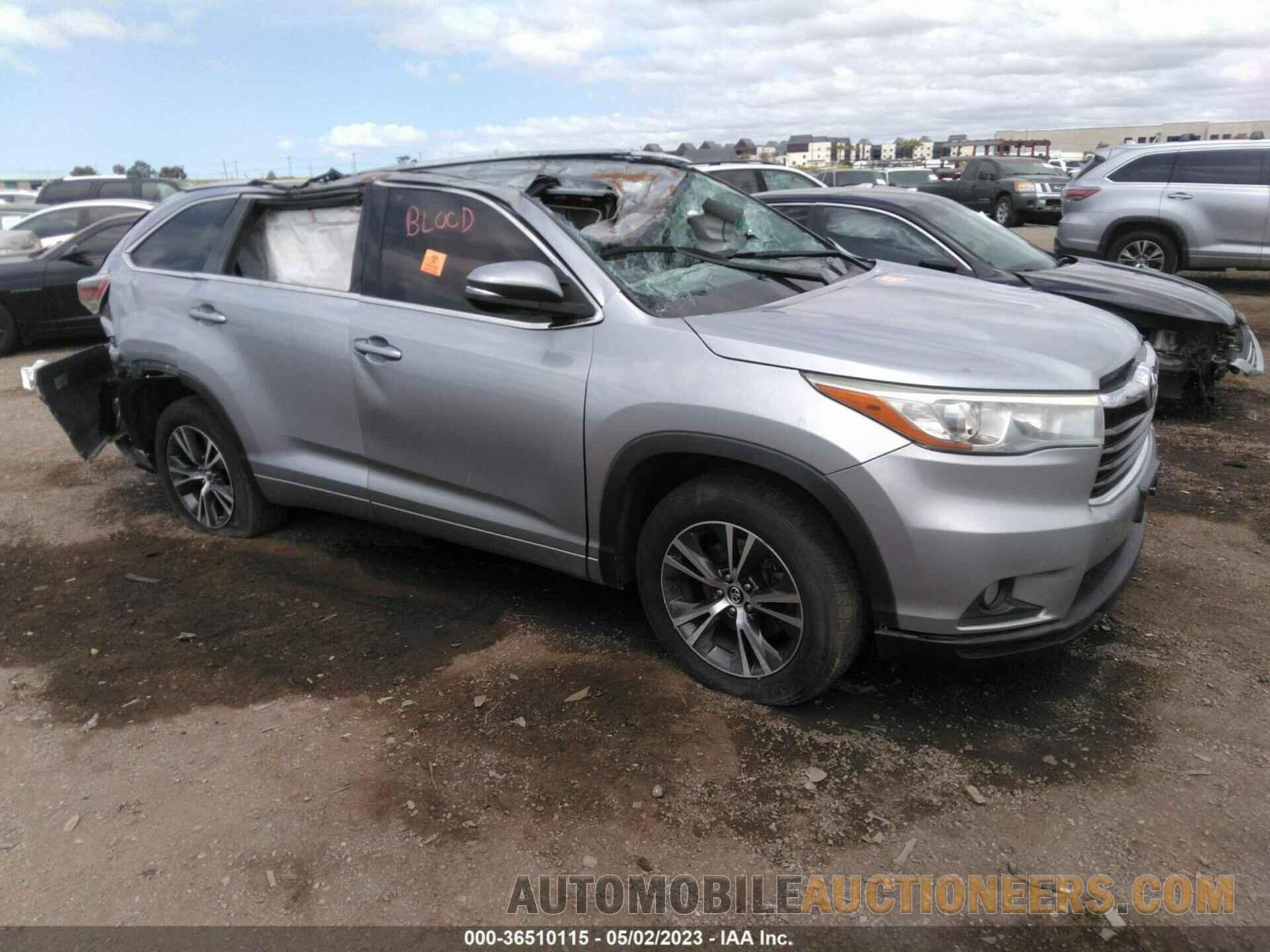 5TDKKRFH1GS160187 TOYOTA HIGHLANDER 2016