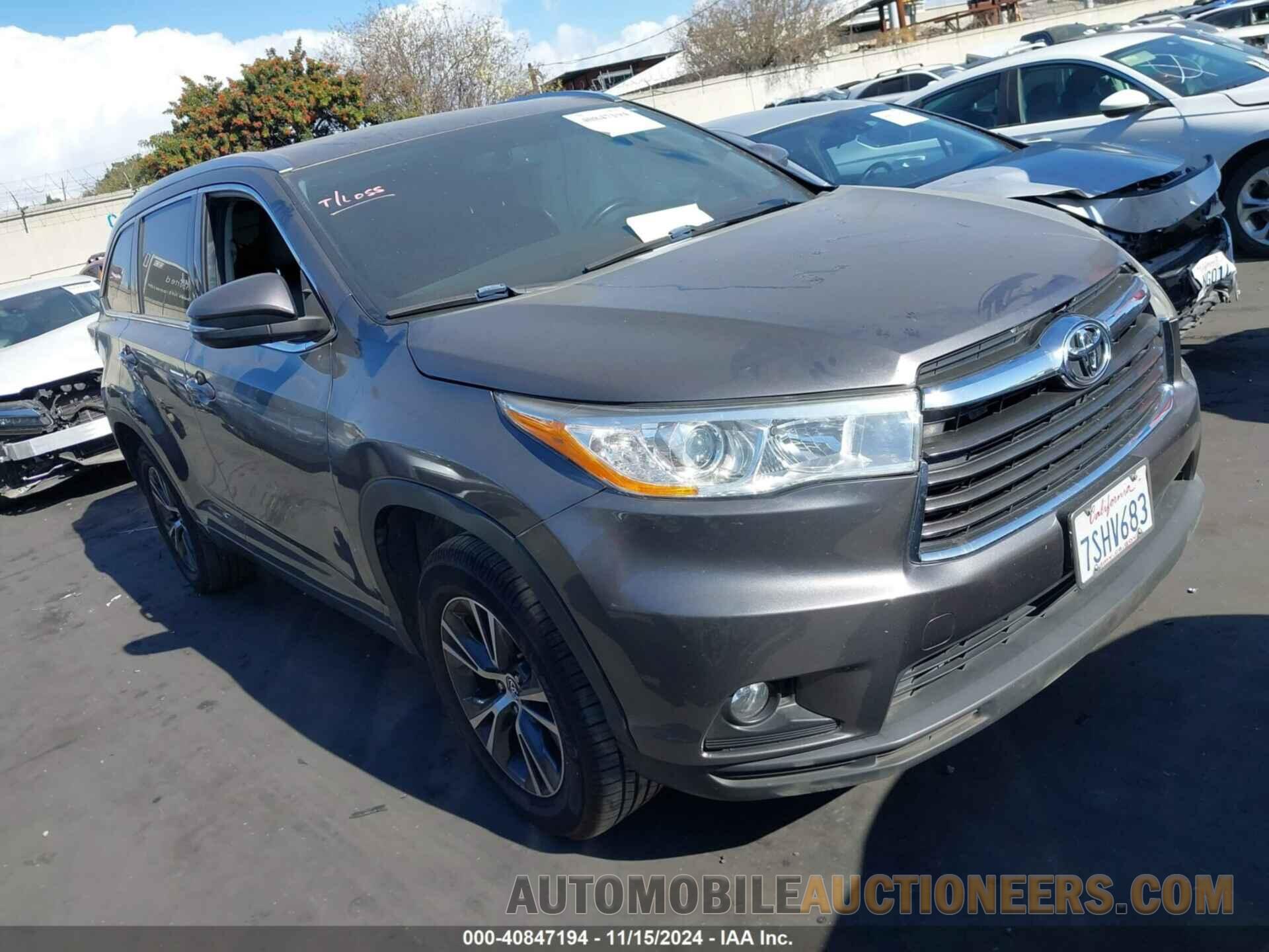 5TDKKRFH4GS144484 TOYOTA HIGHLANDER 2016