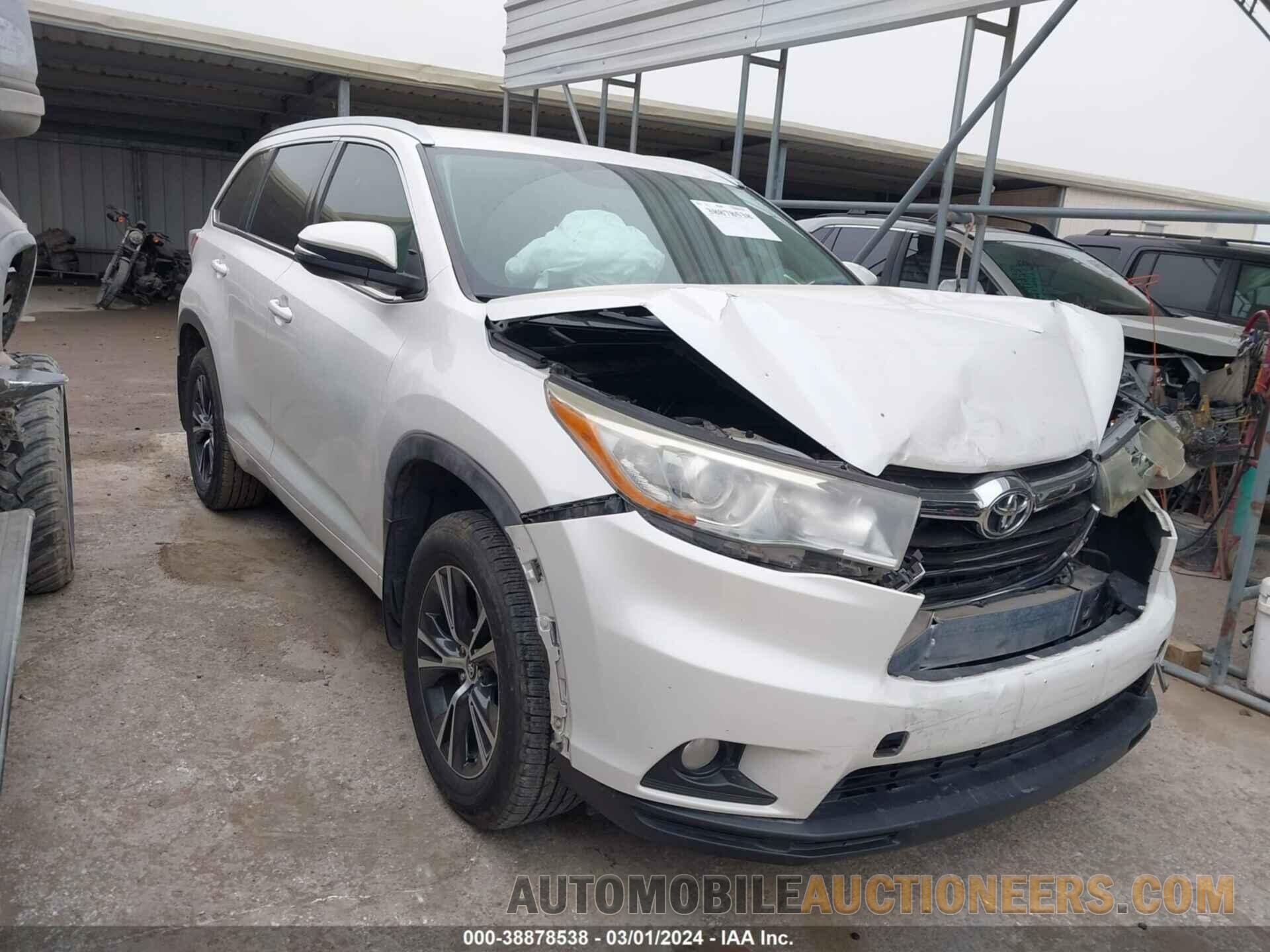 5TDKKRFH5GS160614 TOYOTA HIGHLANDER 2016