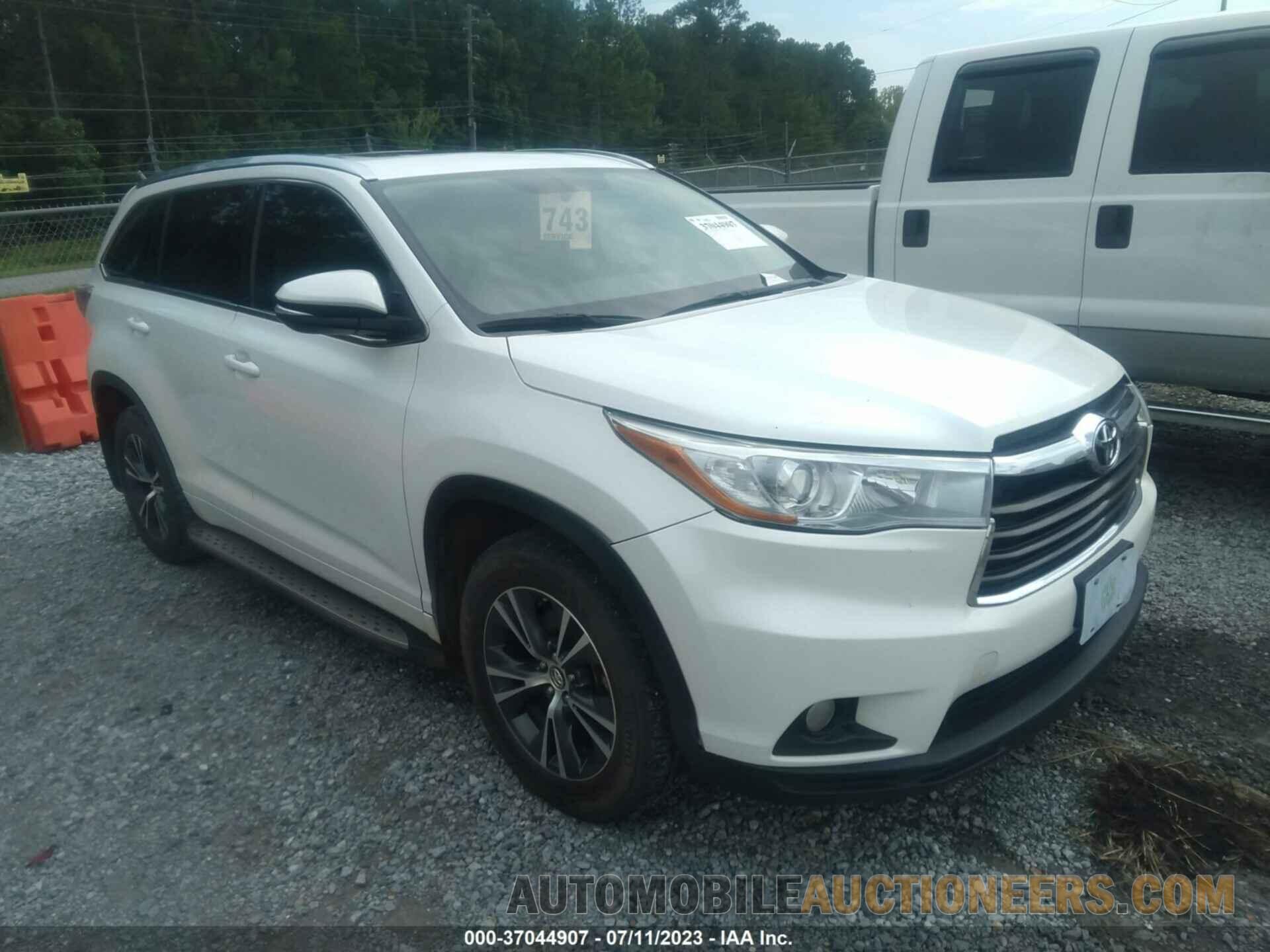 5TDKKRFH5GS177462 TOYOTA HIGHLANDER 2016