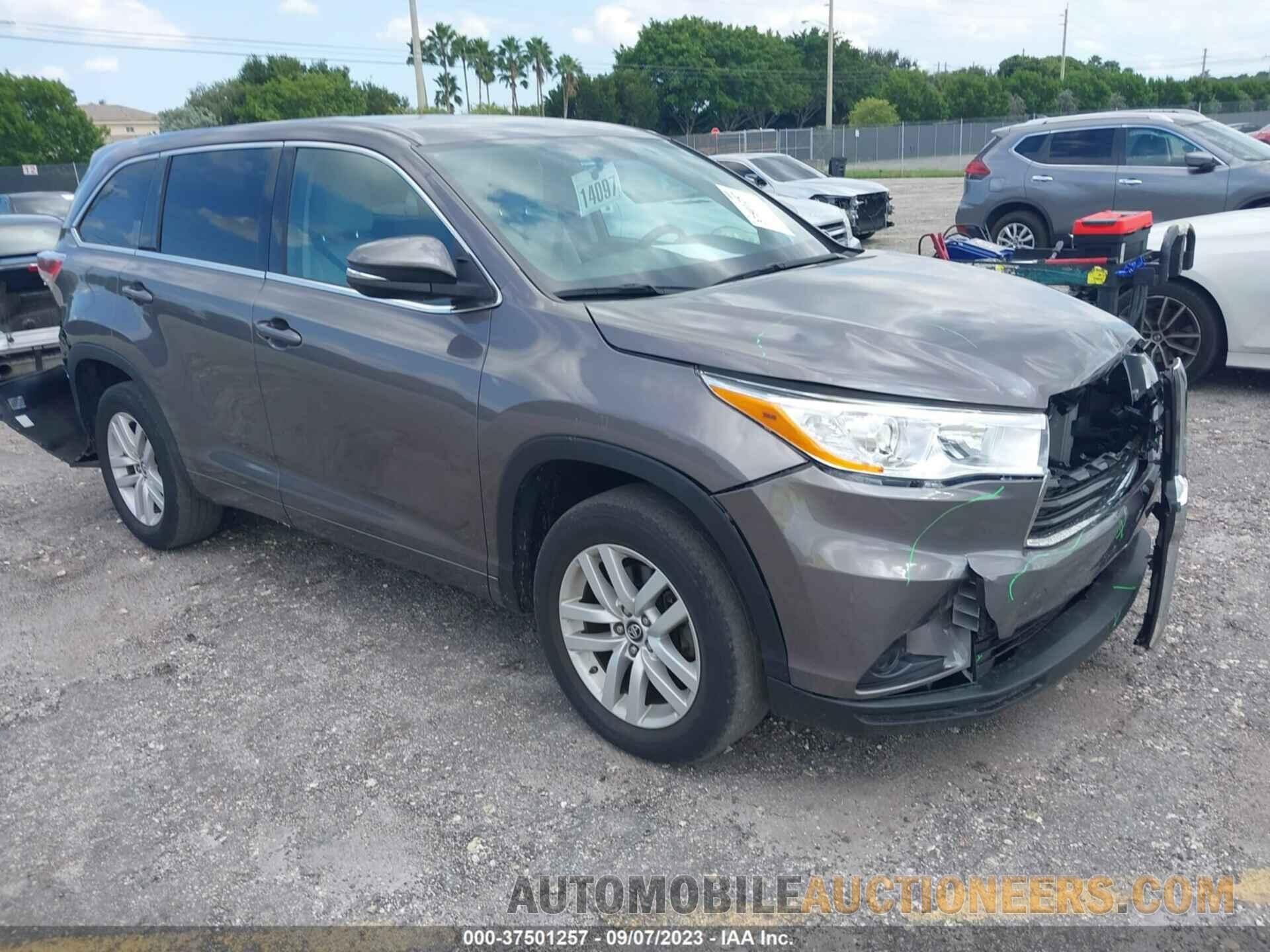 5TDZARFH4GS021382 TOYOTA HIGHLANDER 2016