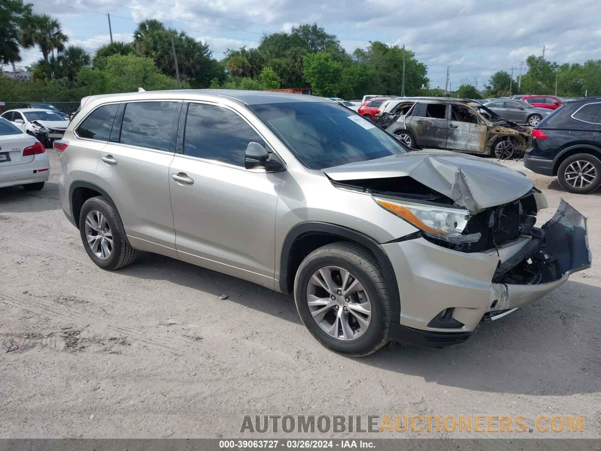 5TDZKRFH6FS073012 TOYOTA HIGHLANDER 2015