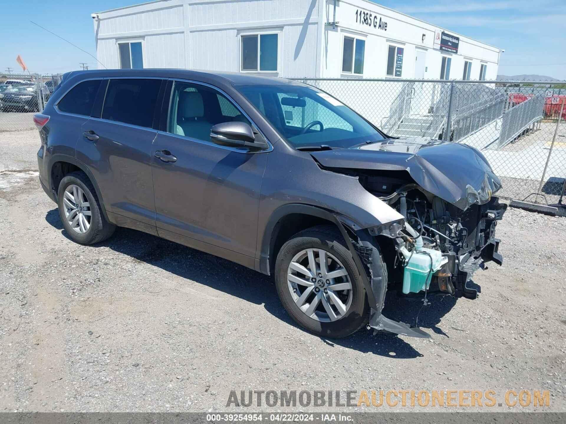 5TDZKRFH9GS133298 TOYOTA HIGHLANDER 2016