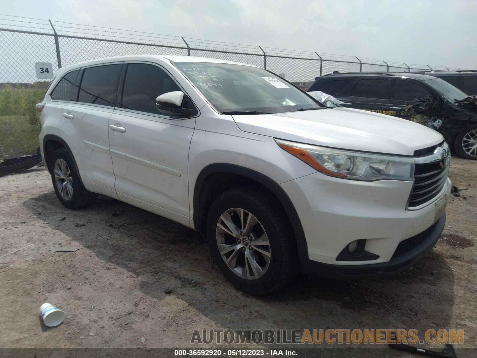 5TDZKRFHXGS122102 TOYOTA HIGHLANDER 2016