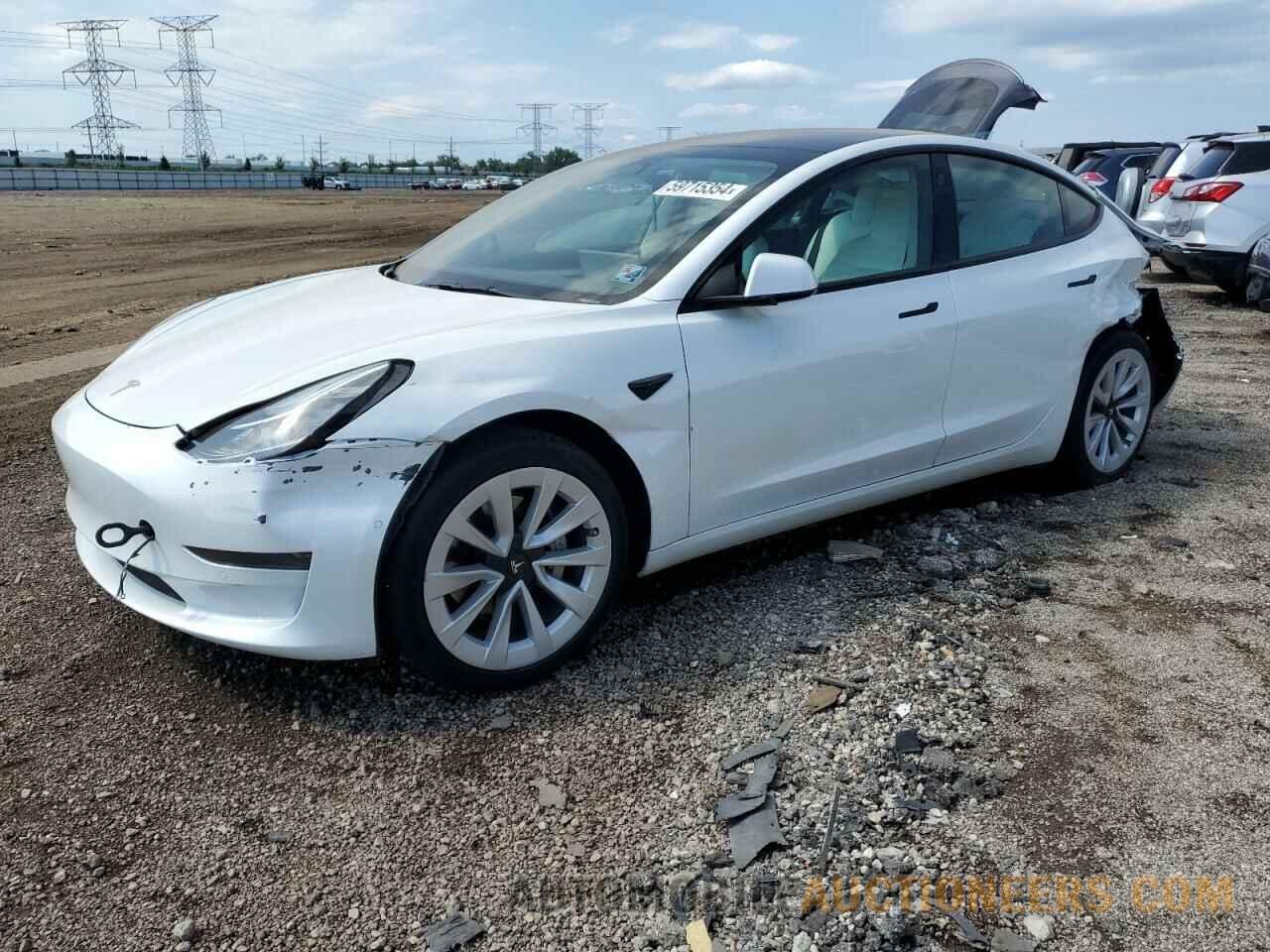 5YJ3E1EA0NF244309 TESLA MODEL 3 2022