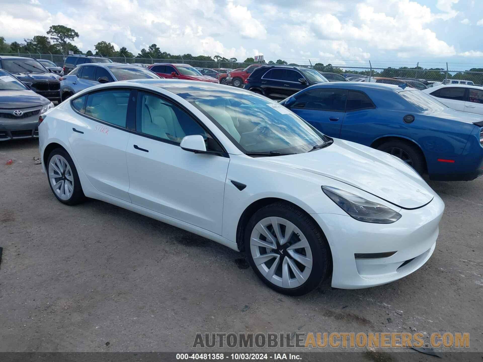 5YJ3E1EA4NF327225 TESLA MODEL 3 2022