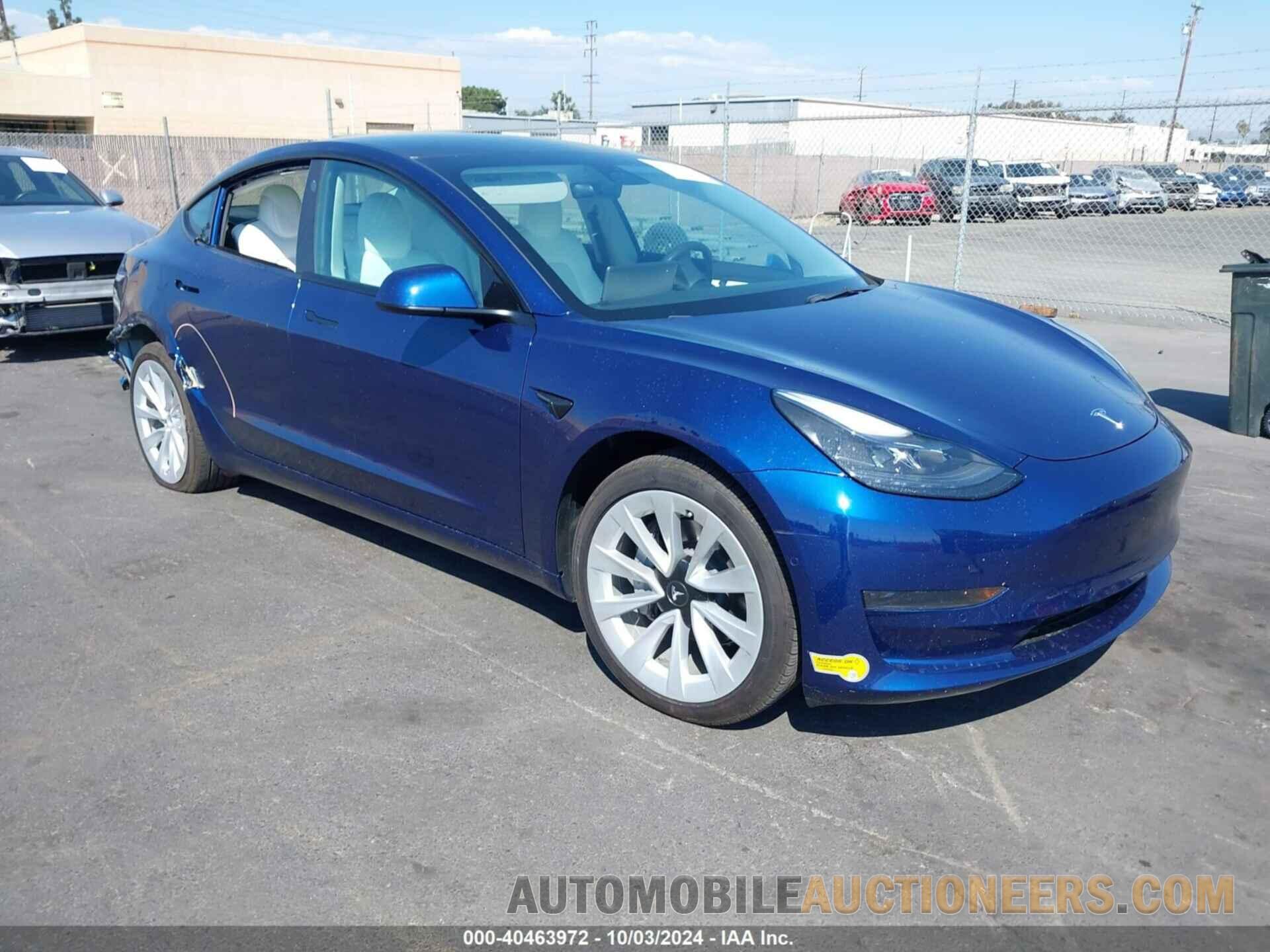 5YJ3E1EA7NF137998 TESLA MODEL 3 2022