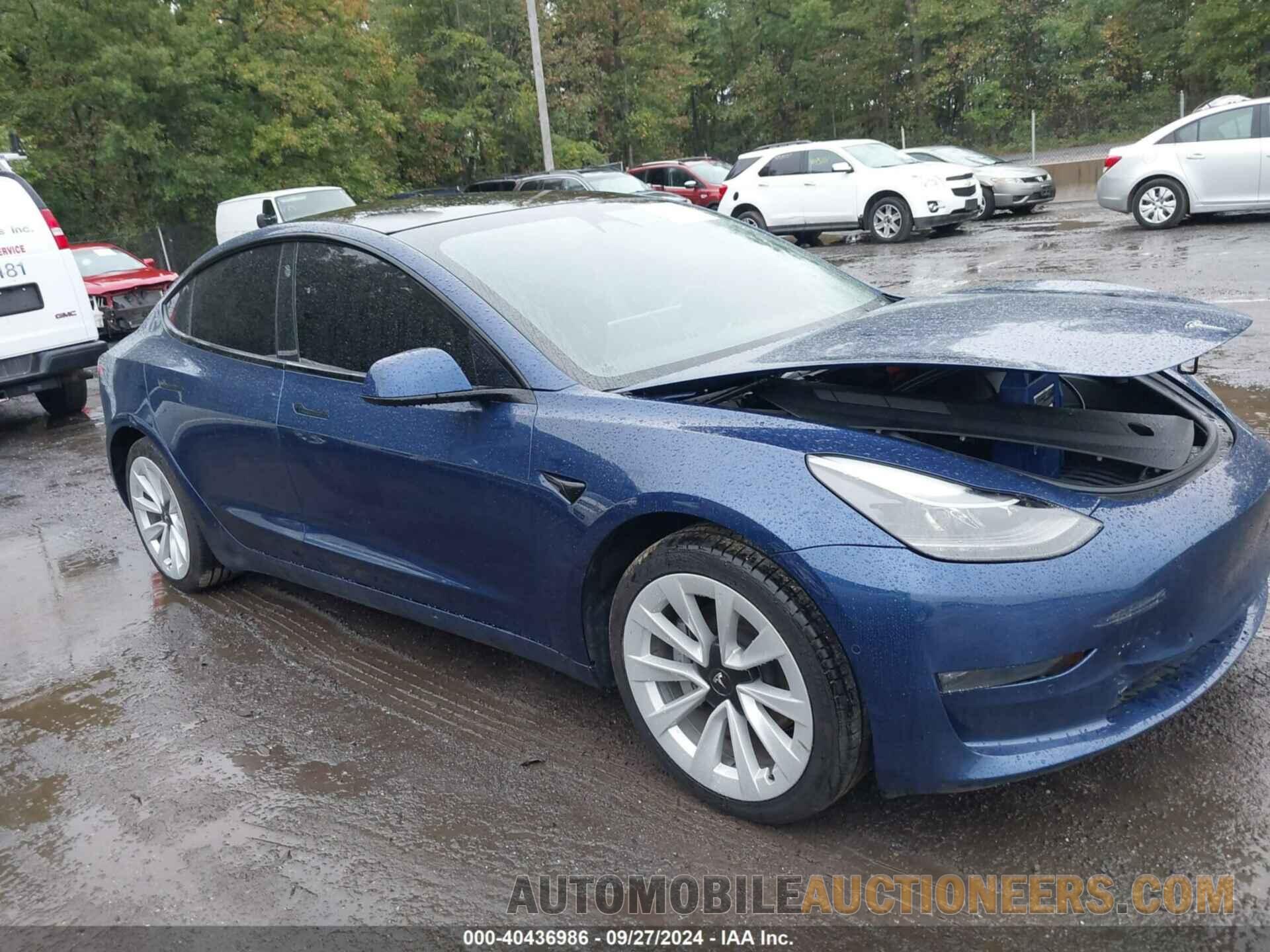 5YJ3E1EA7NF186411 TESLA MODEL 3 2022