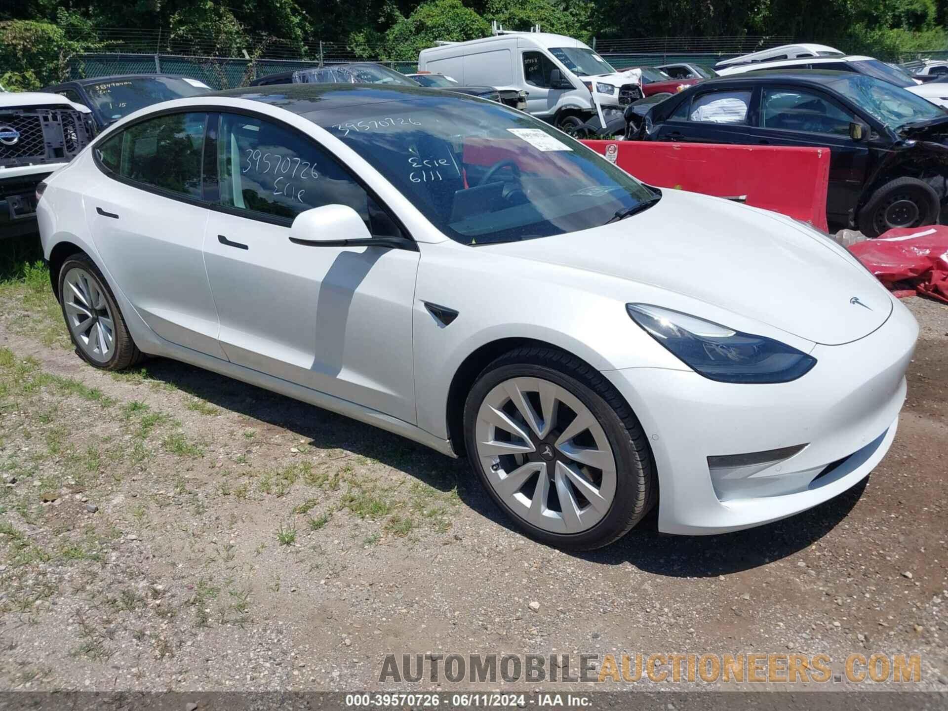 5YJ3E1EA7NF345234 TESLA MODEL 3 2022