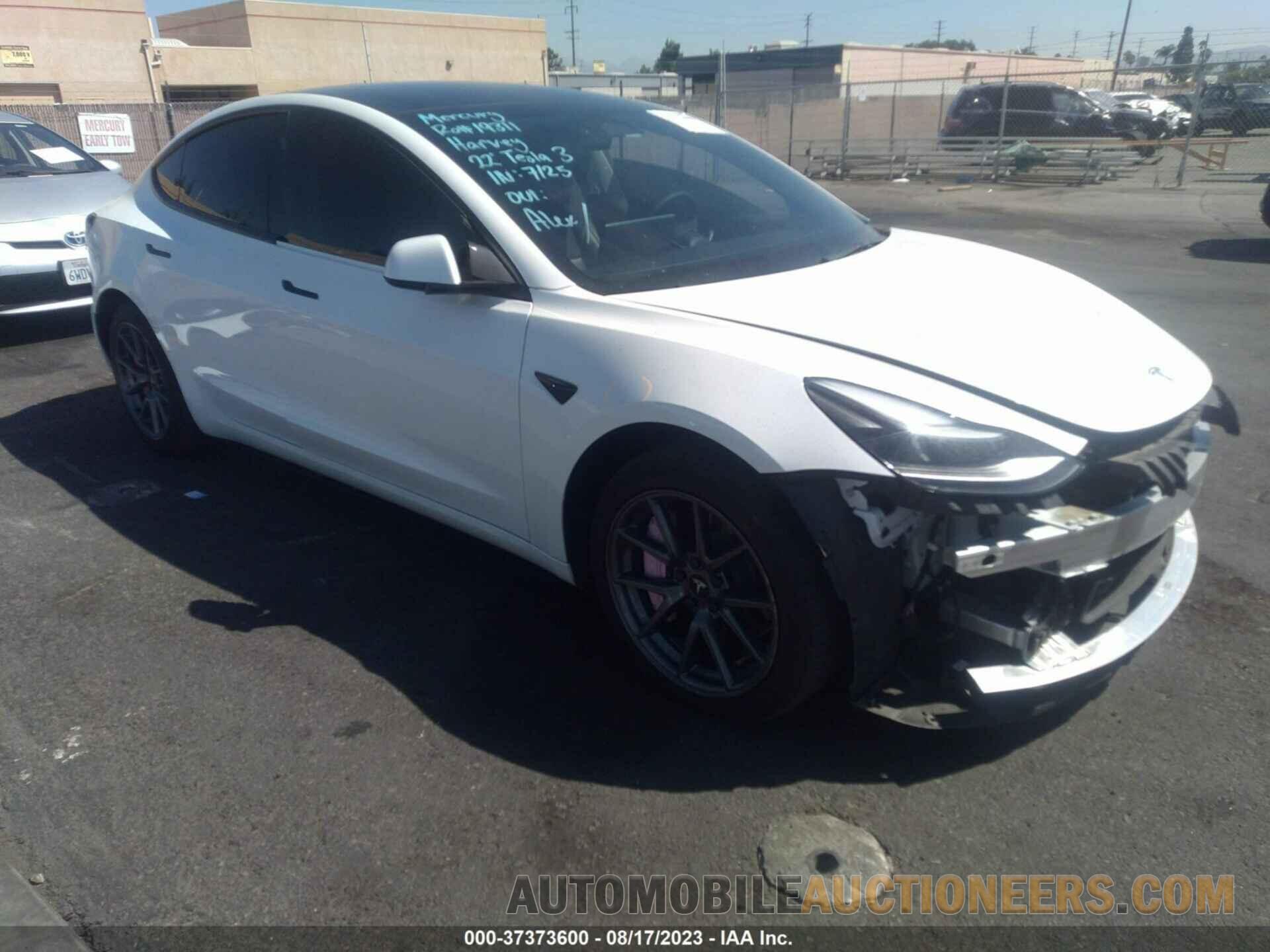 5YJ3E1EB5NF200167 TESLA MODEL 3 2022