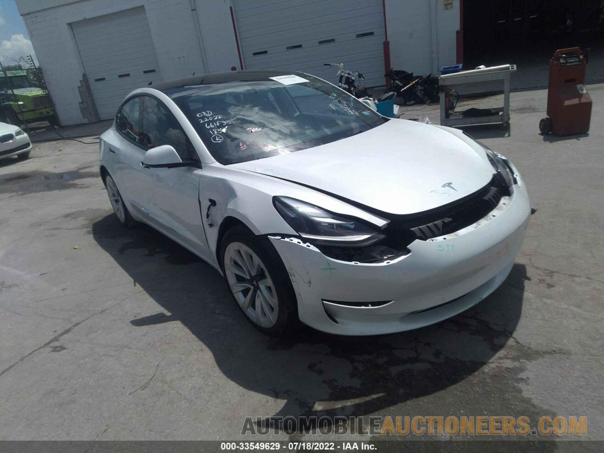 5YJ3E1EB6NF107612 TESLA MODEL 3 2022